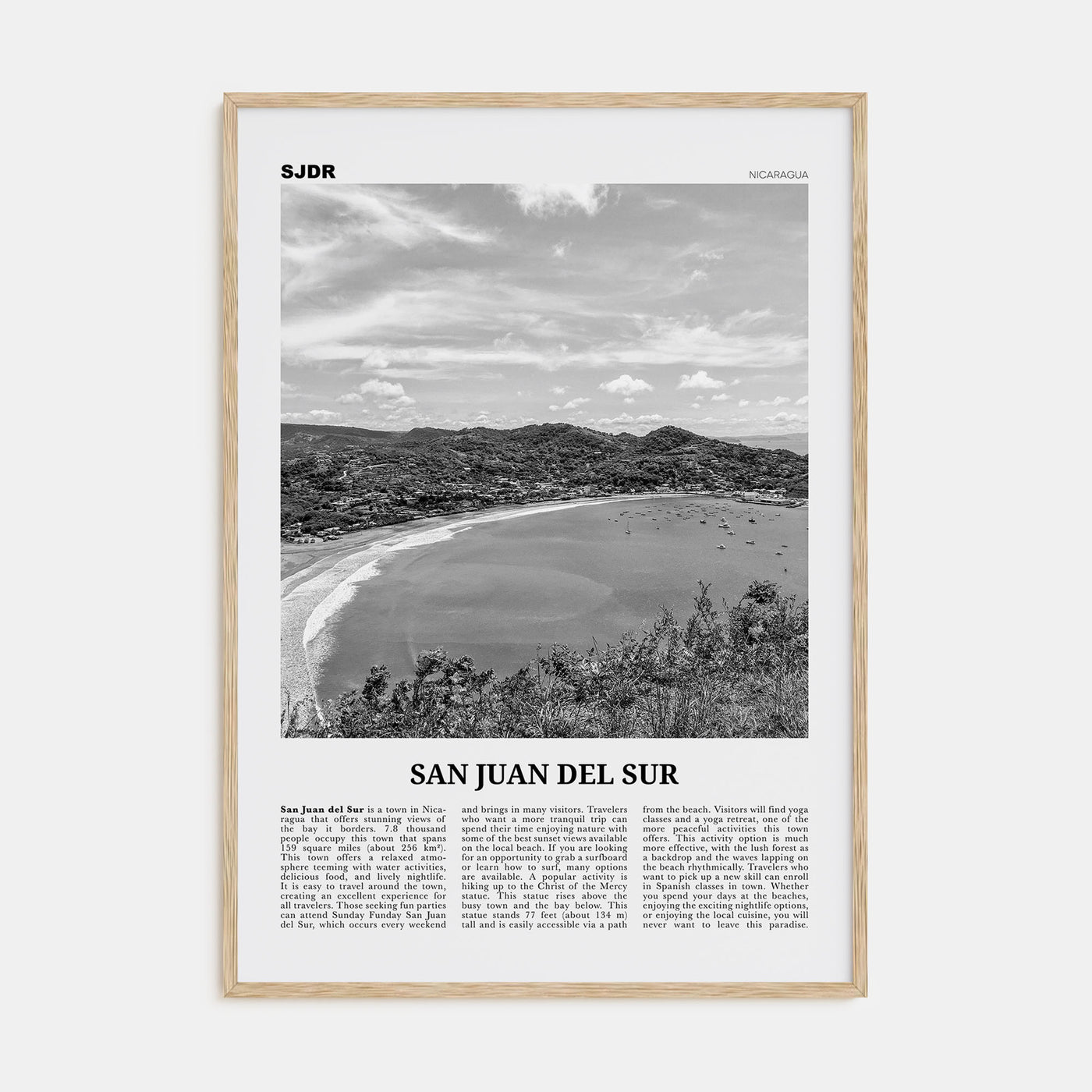 San Juan del Sur Travel B&W Poster