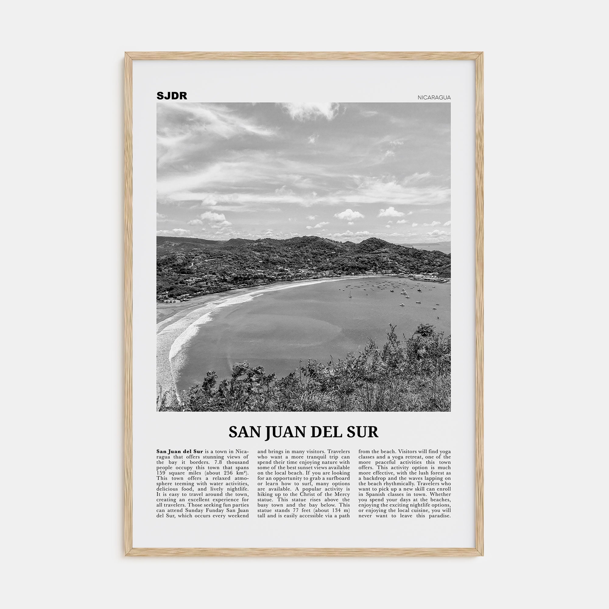 San Juan del Sur Travel B&W Poster