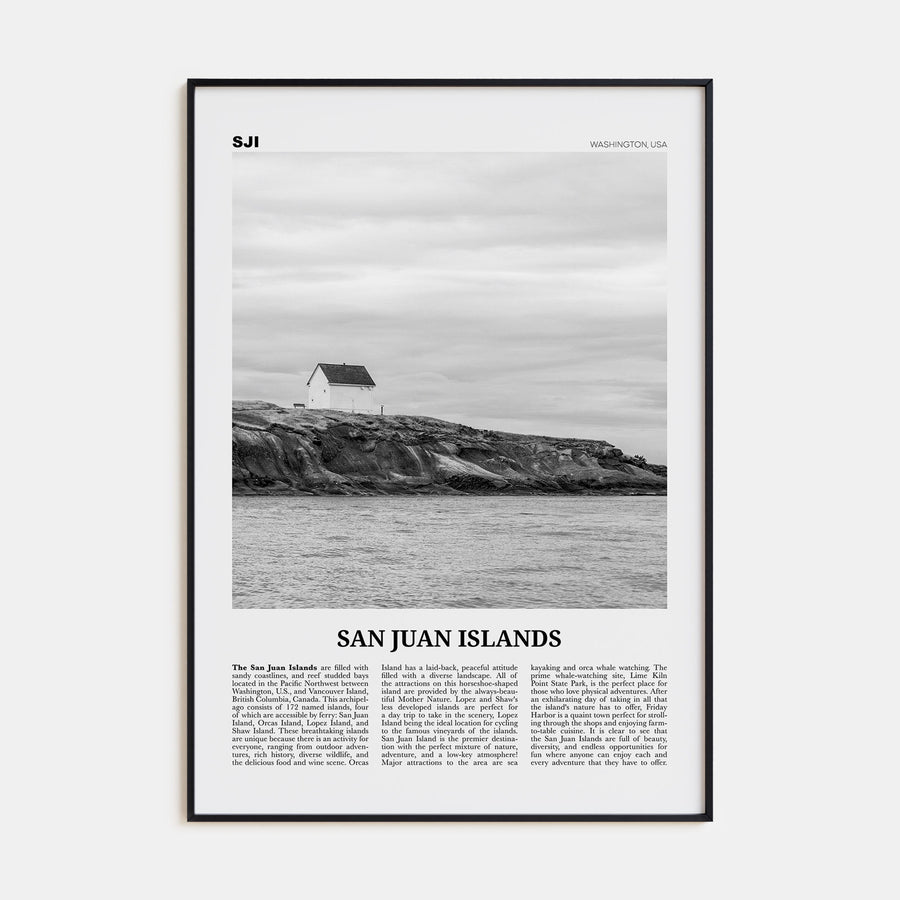 San Juan Islands Travel B&W Poster