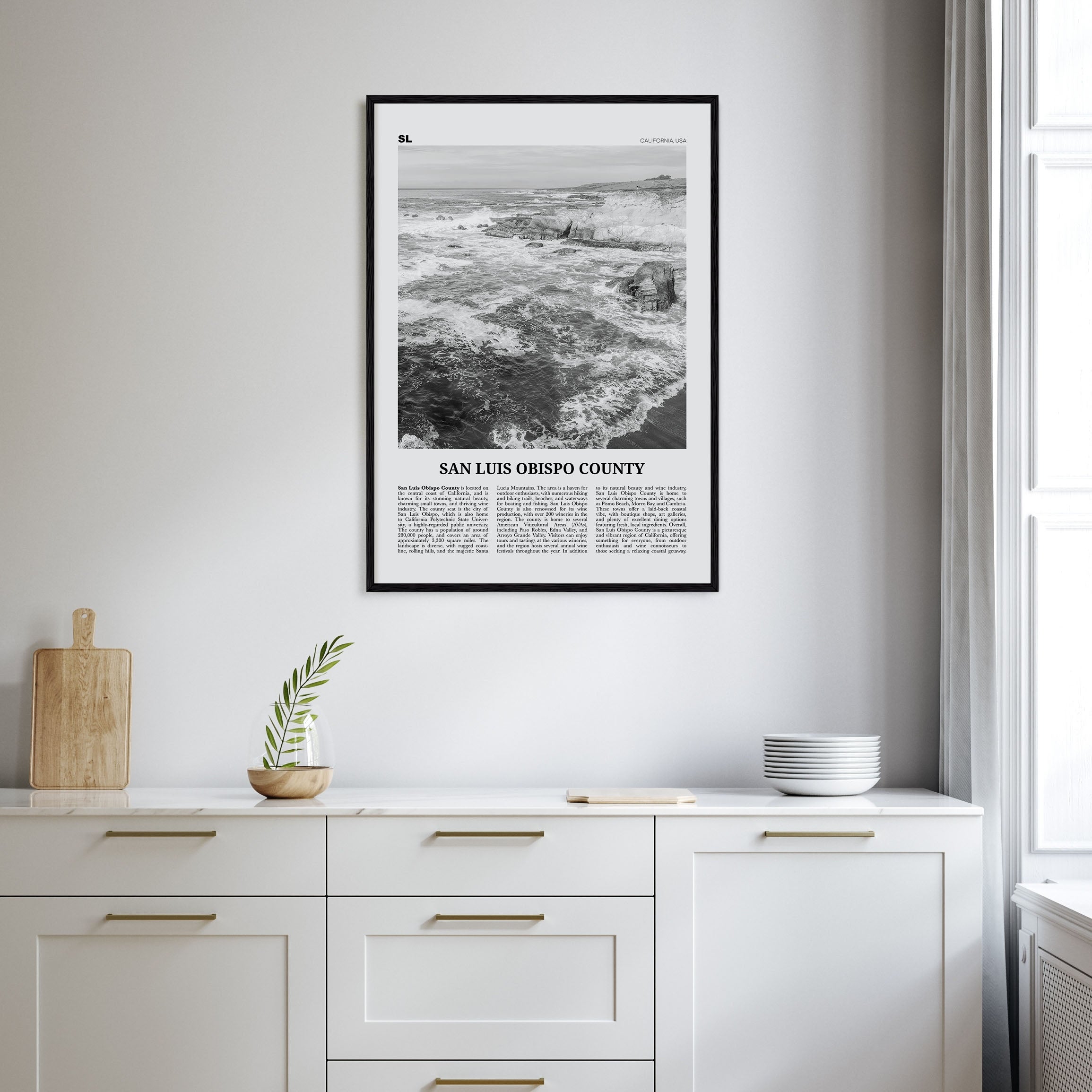 San Luis Obispo County Travel B&W Poster