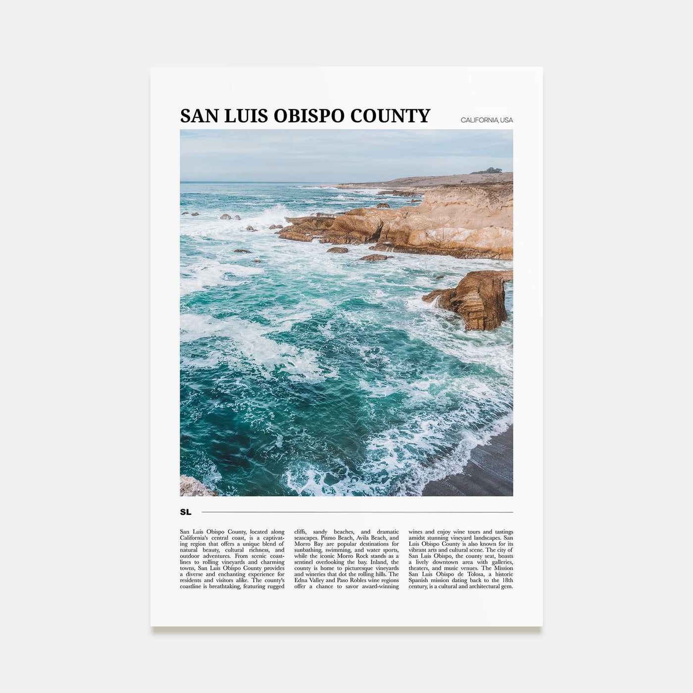 San Luis Obispo County Travel Color Poster