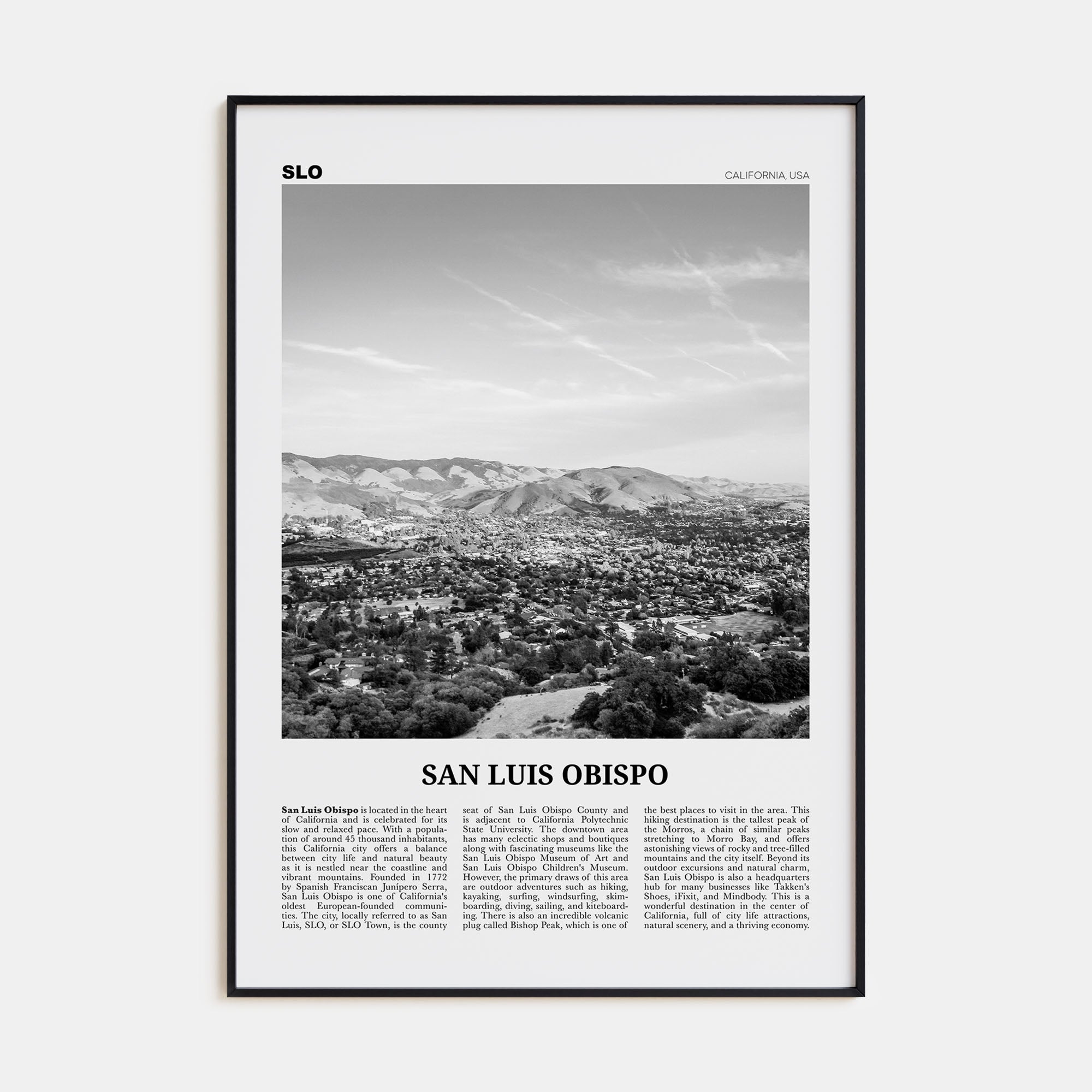 San Luis Obispo Travel B&W Poster