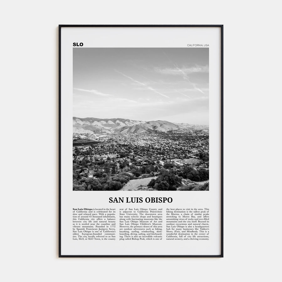 San Luis Obispo Travel B&W Poster