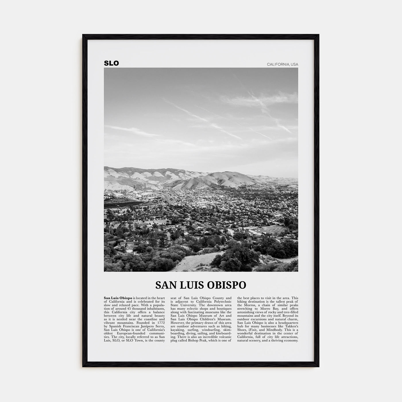 San Luis Obispo Travel B&W Poster