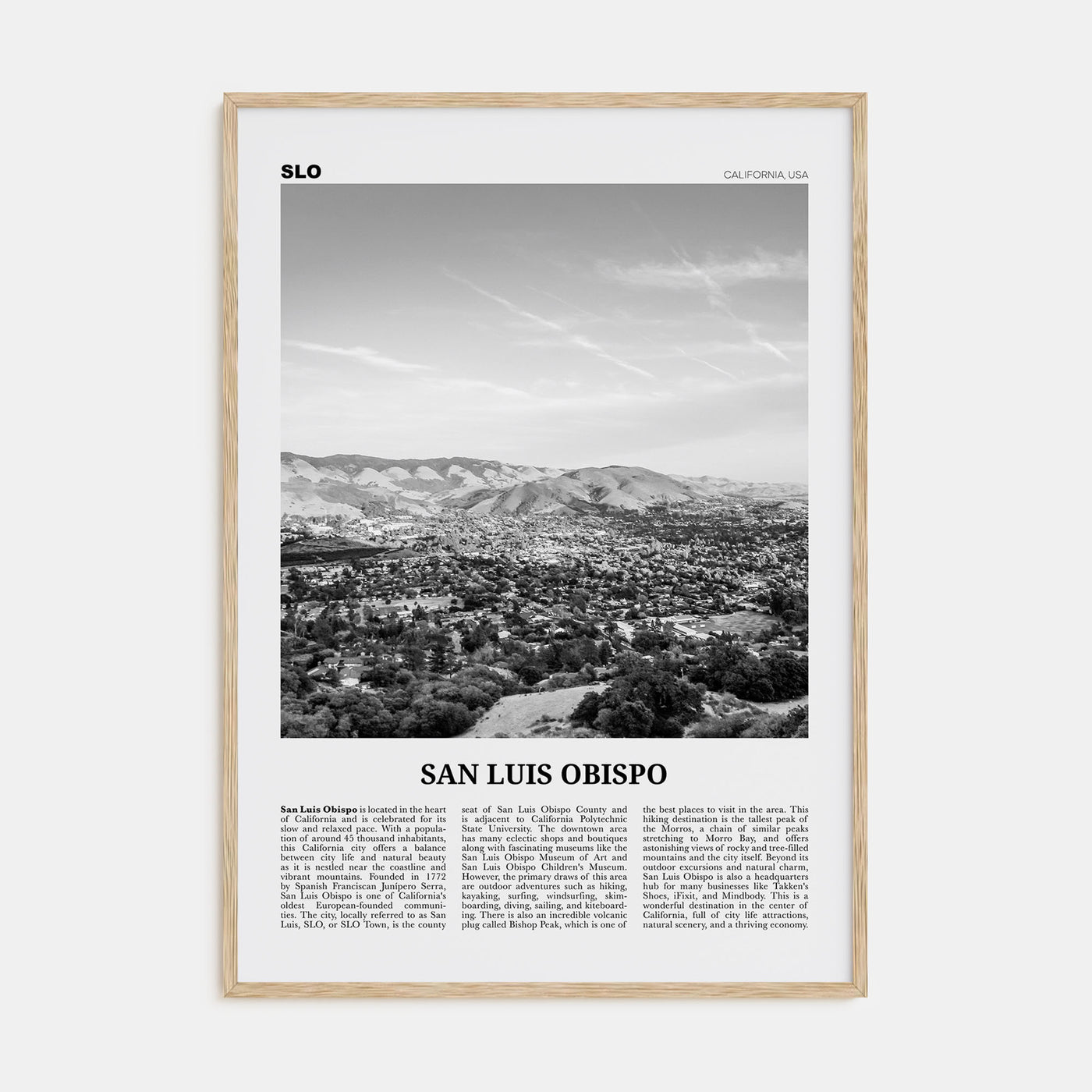 San Luis Obispo Travel B&W Poster