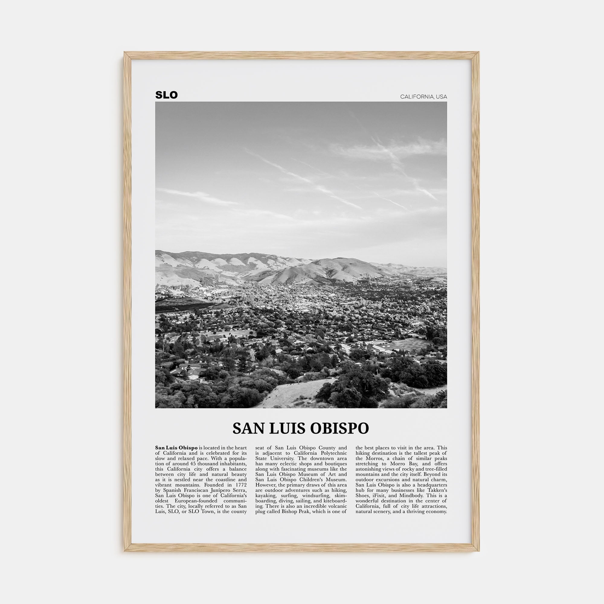 San Luis Obispo Travel B&W Poster