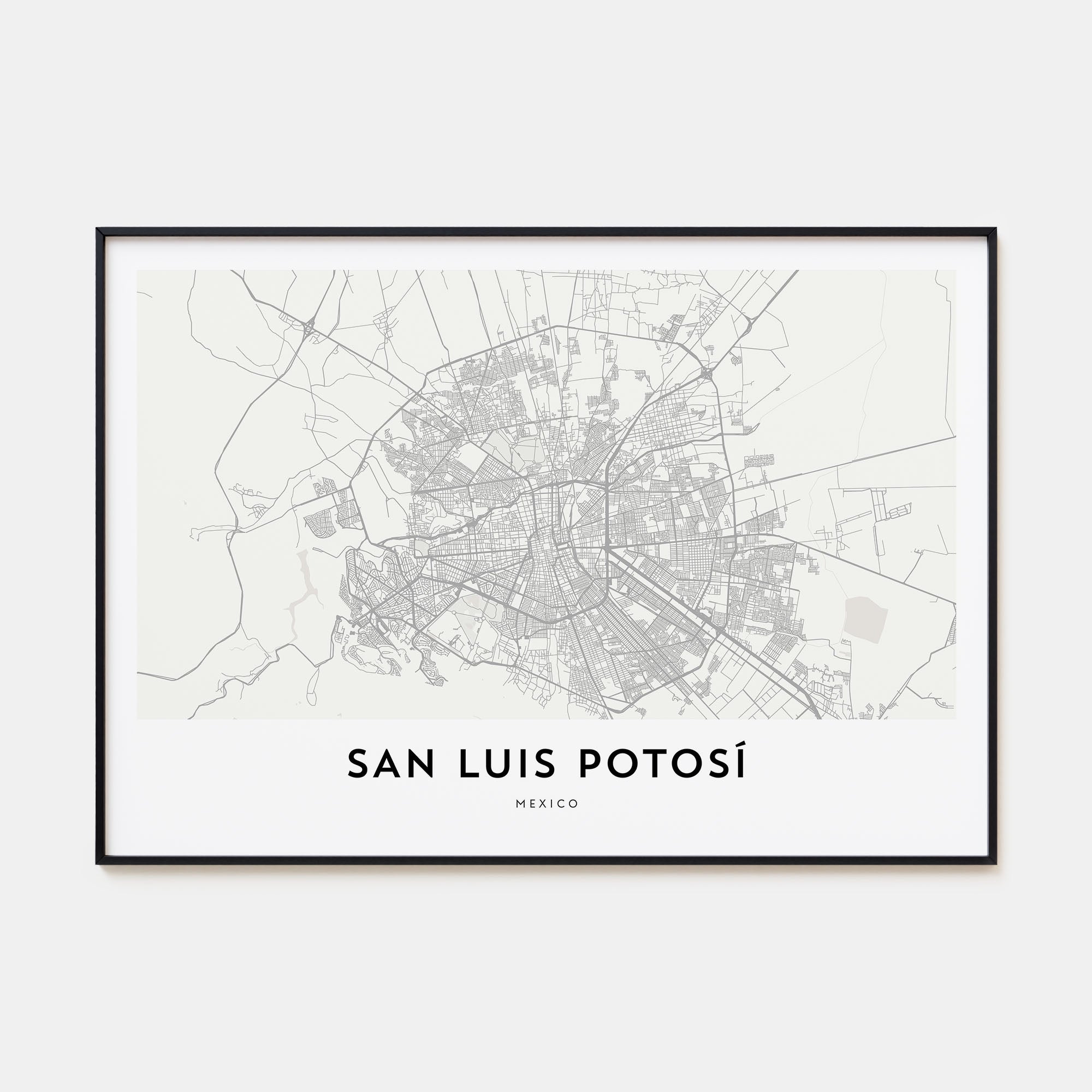 San Luis Potosí Map Landscape Poster