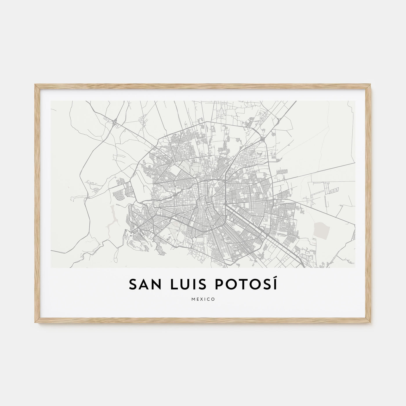 San Luis Potosí Map Landscape Poster