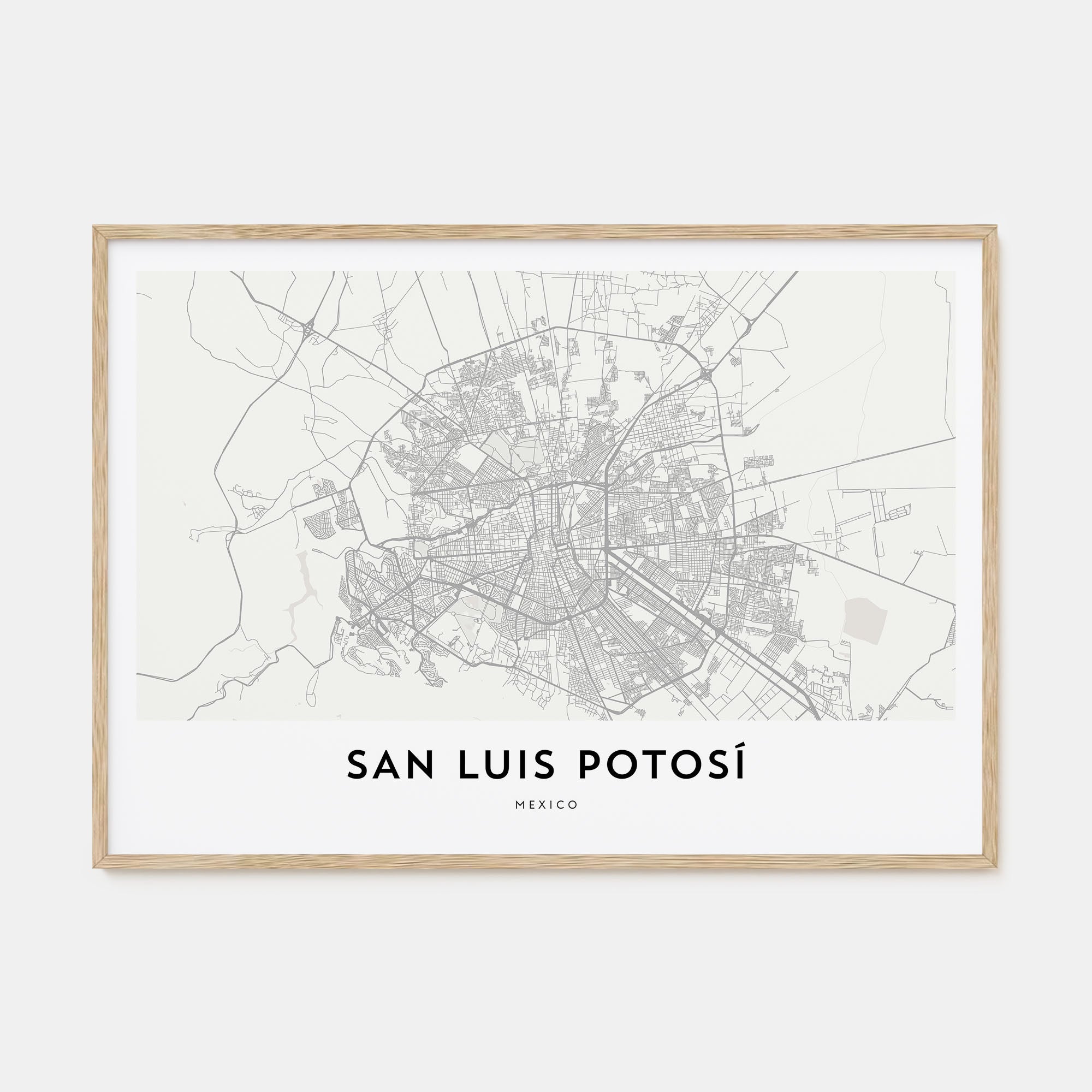San Luis Potosí Map Landscape Poster
