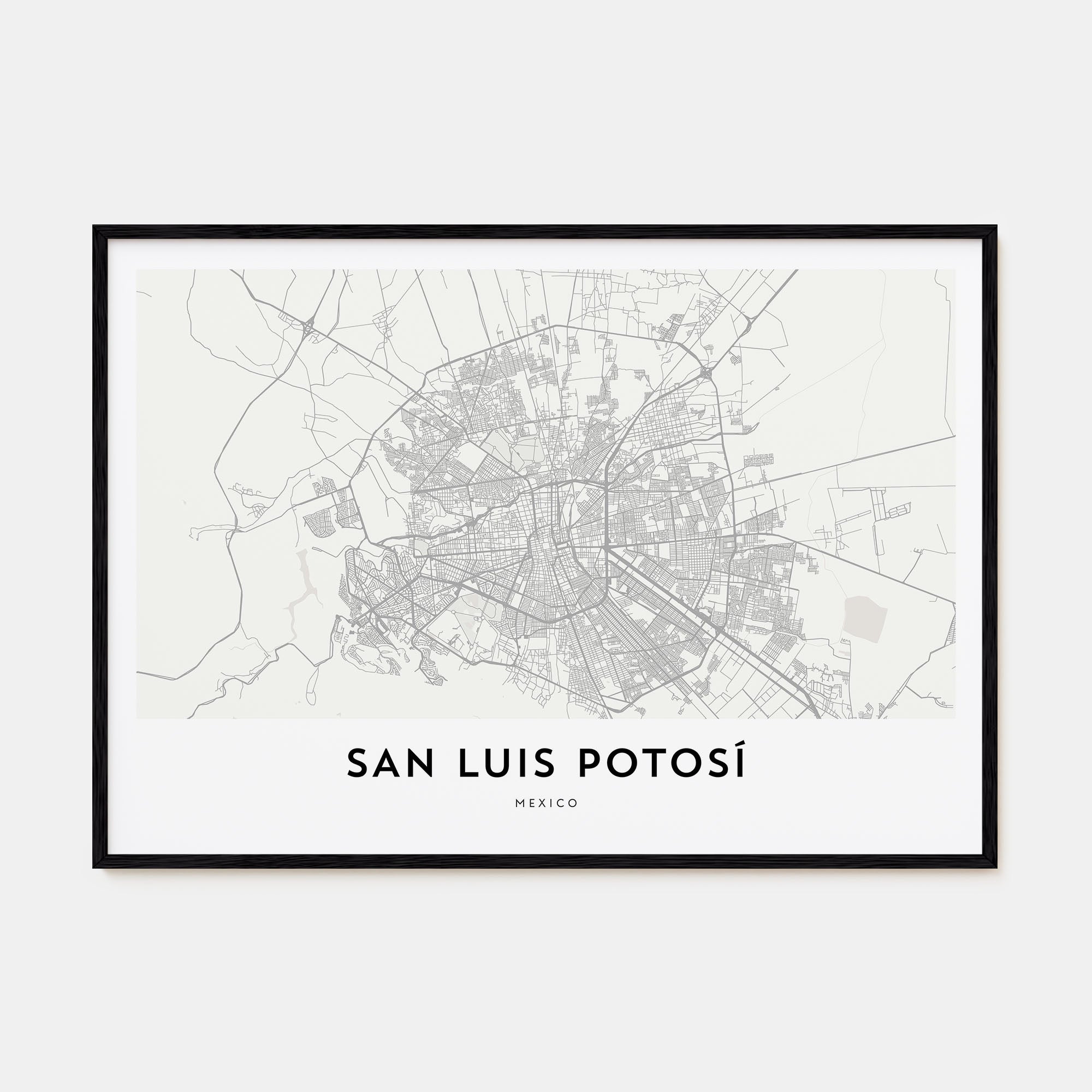 San Luis Potosí Map Landscape Poster