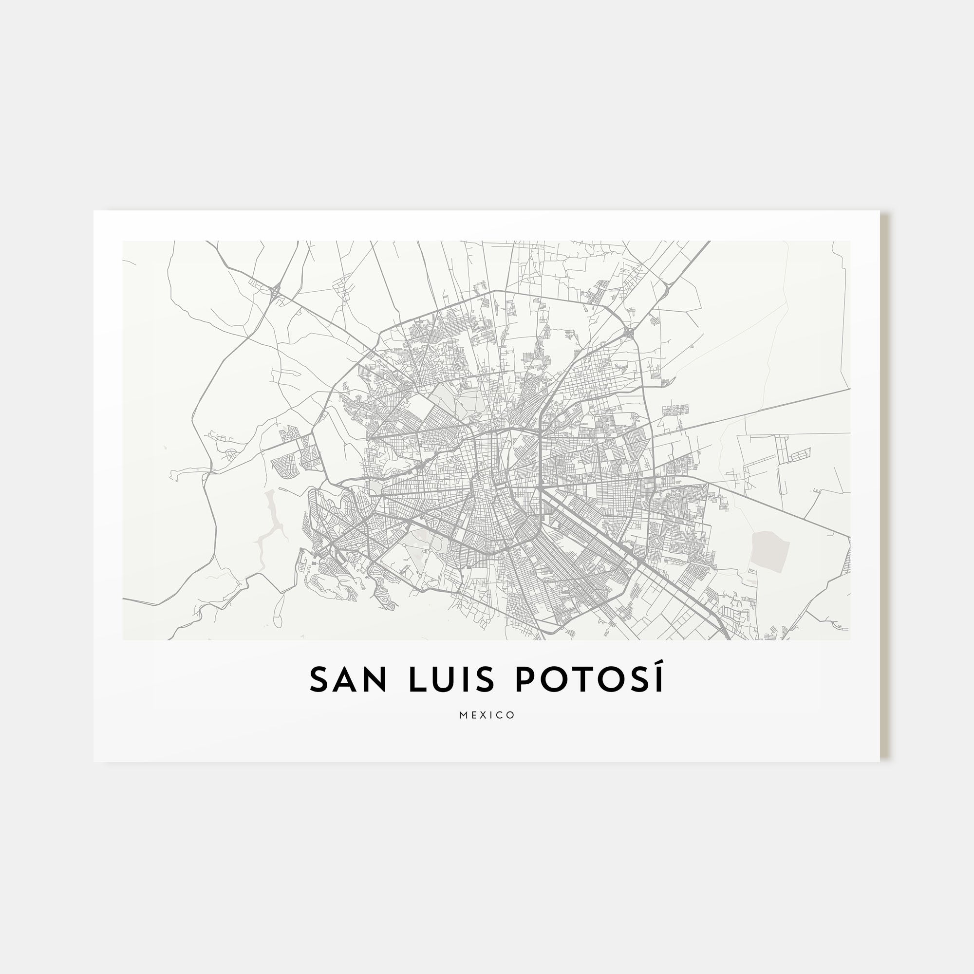 San Luis Potosí Map Landscape Poster