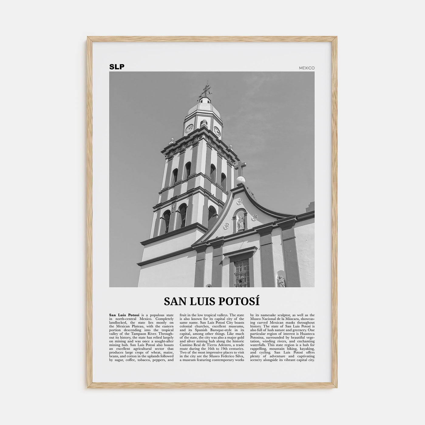 San Luis Potosí Travel B&W Poster