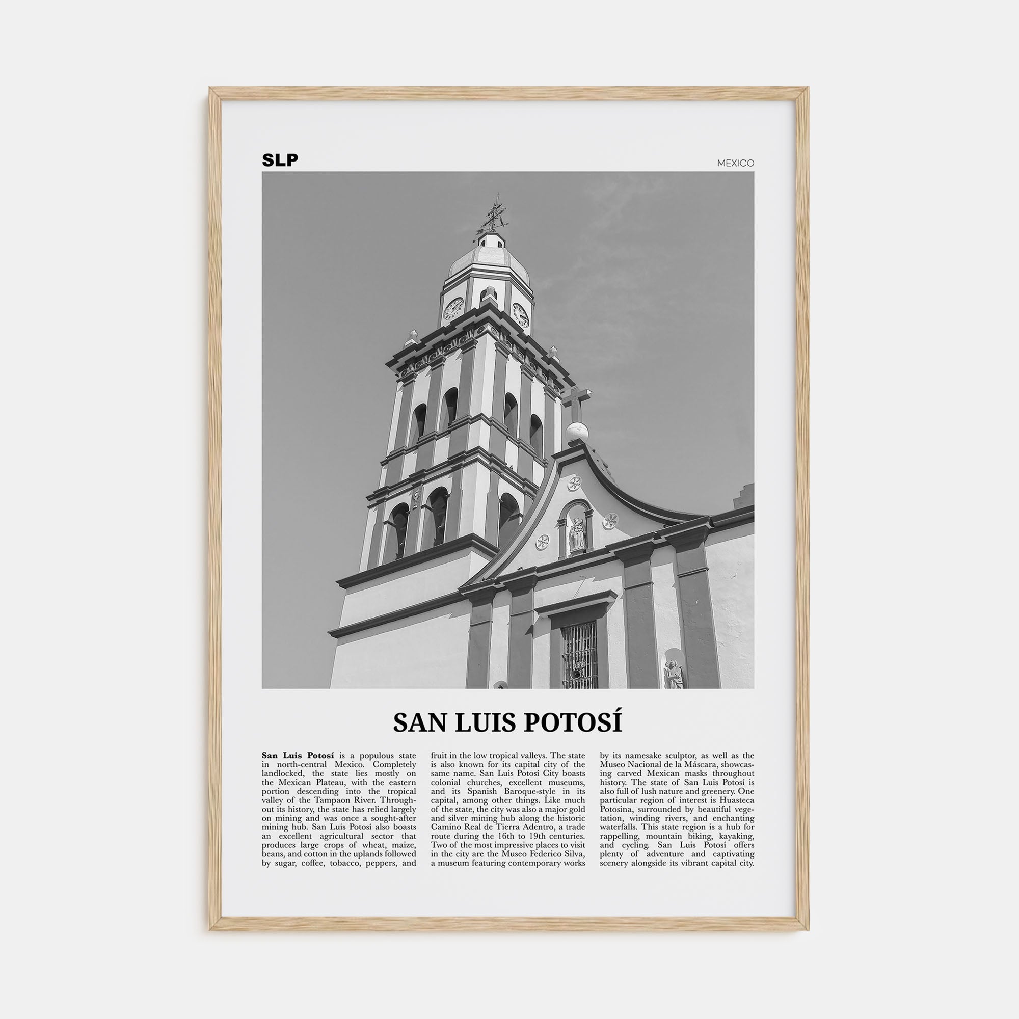 San Luis Potosí Travel B&W Poster