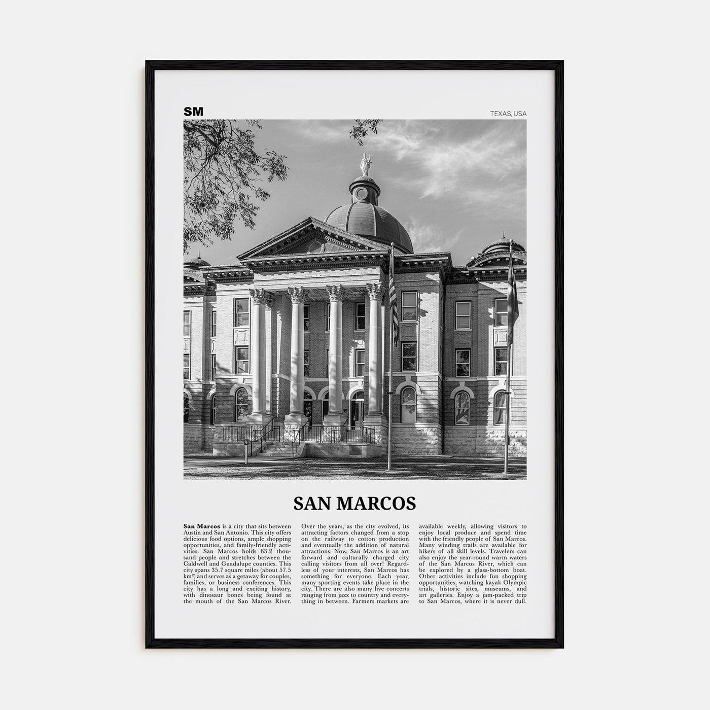 San Marcos Travel B&W No 1 Poster
