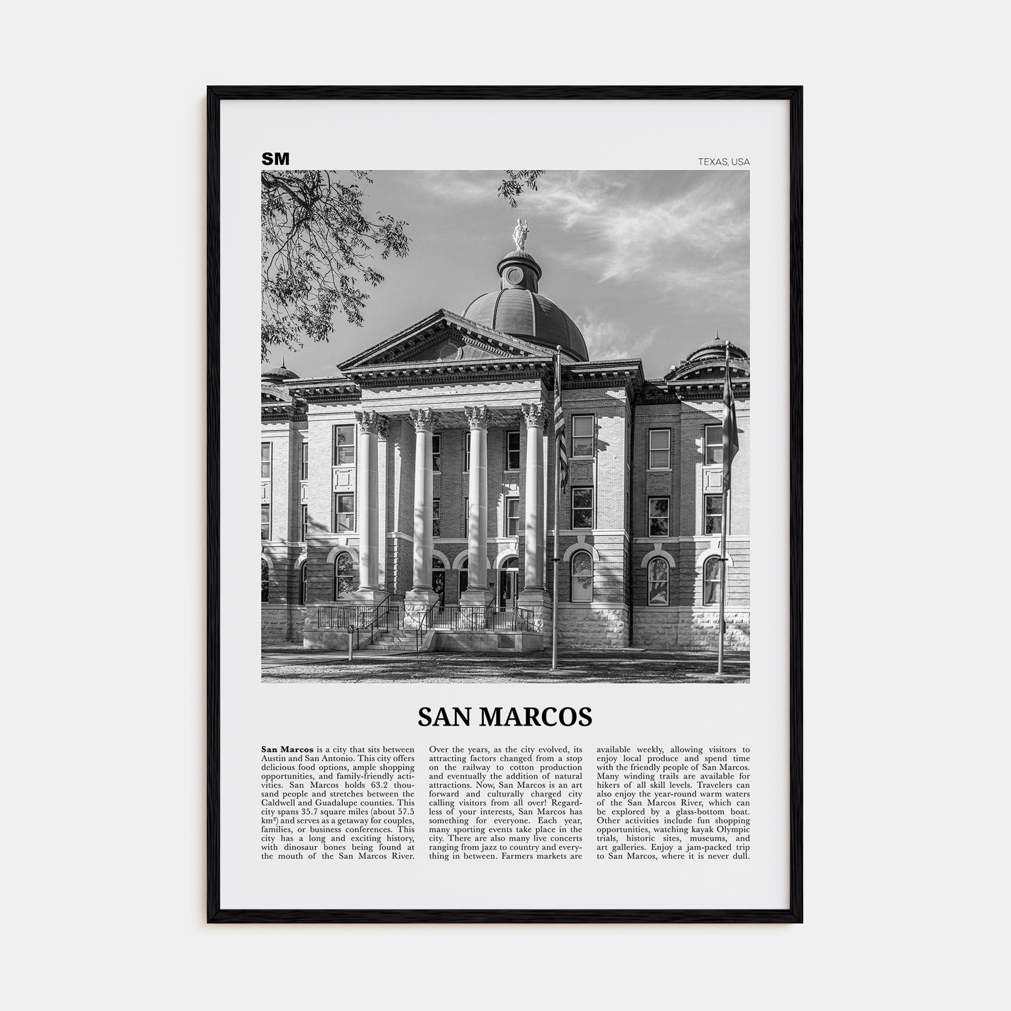 San Marcos Travel B&W No 1 Poster