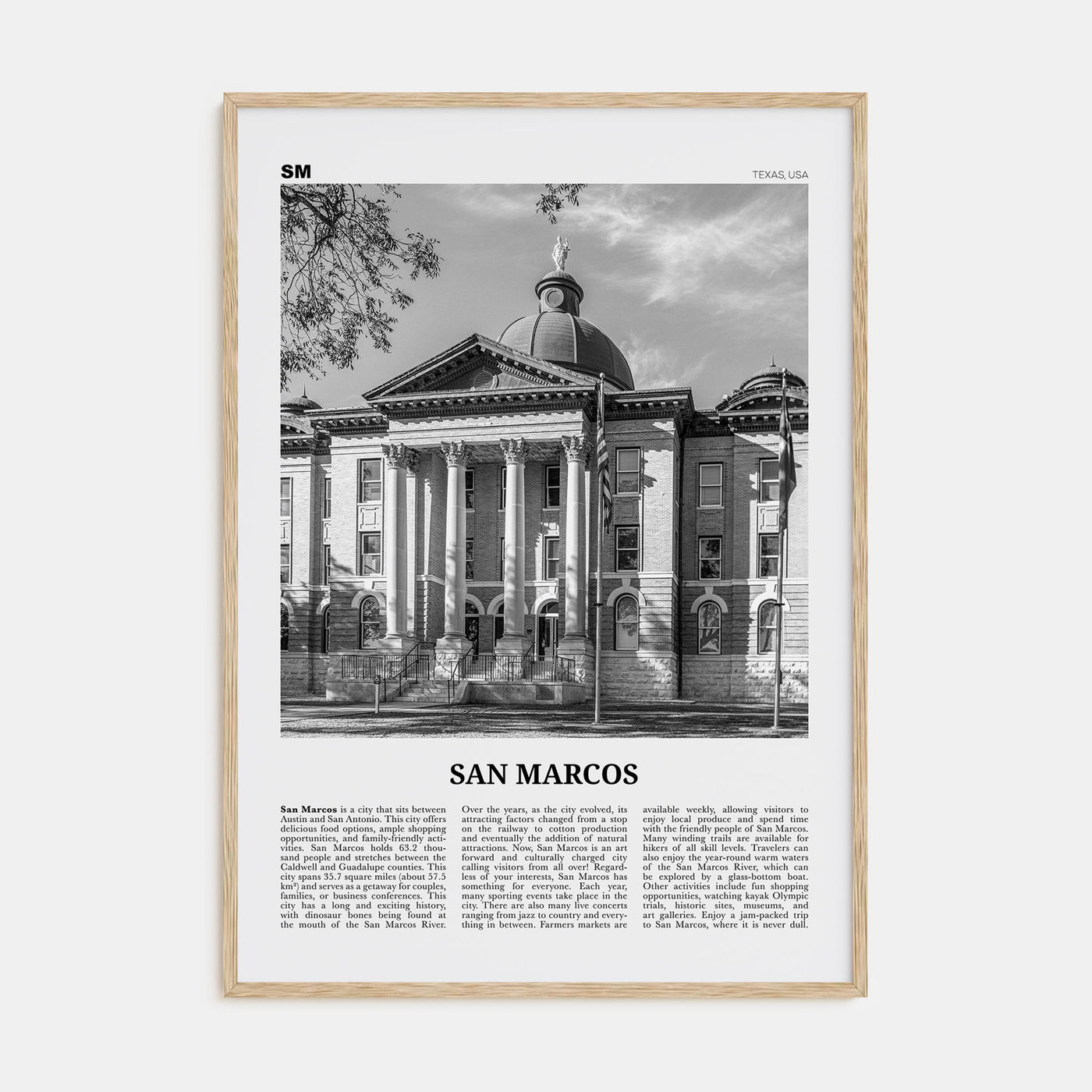 San Marcos Travel B&W No 1 Poster