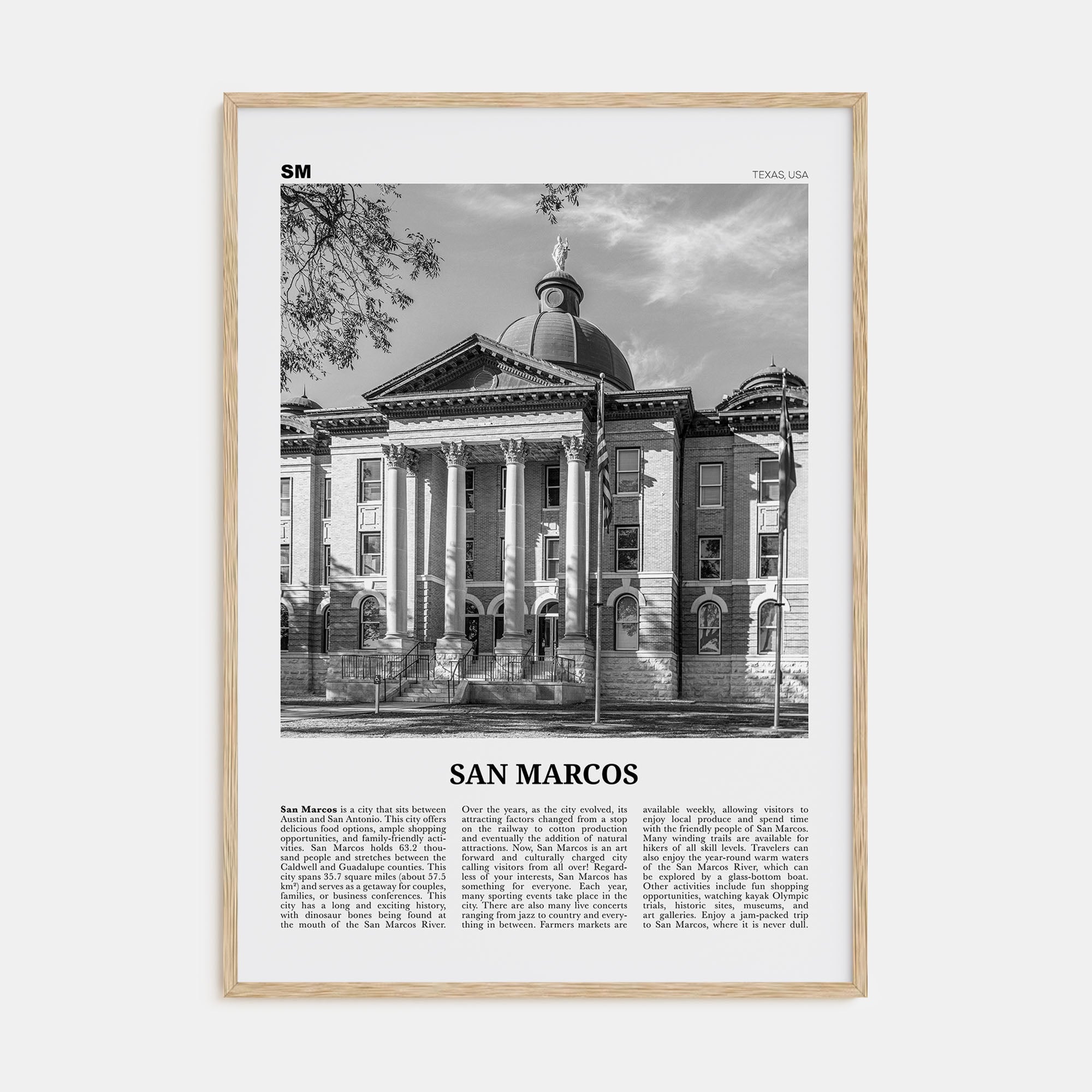 San Marcos Travel B&W No 1 Poster