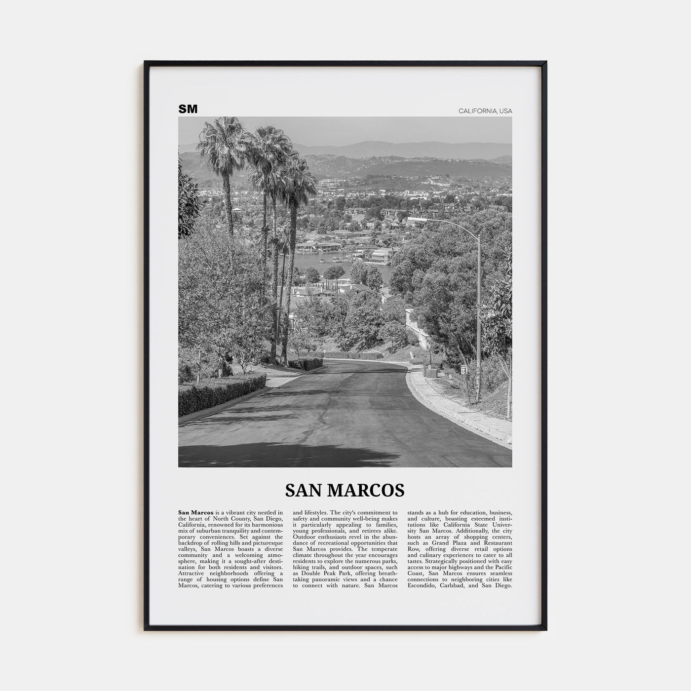 San Marcos Travel B&W No 2 Poster