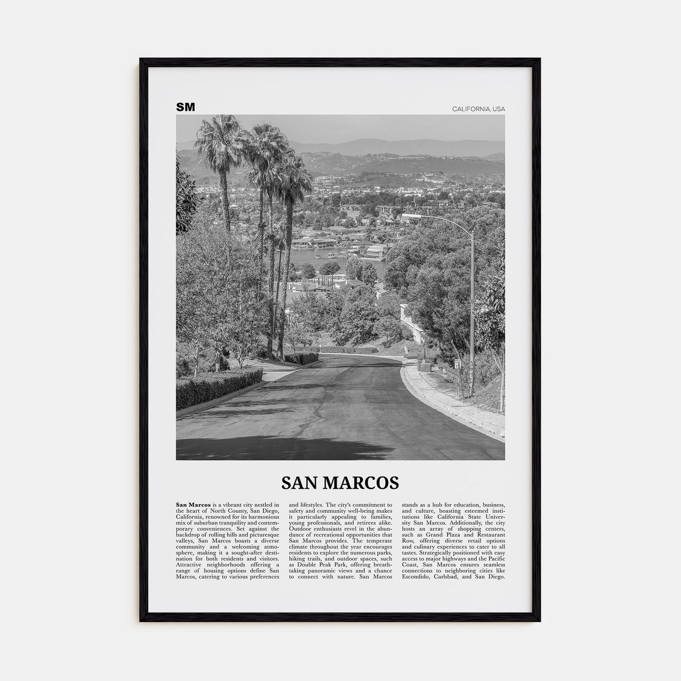 San Marcos Travel B&W No 2 Poster