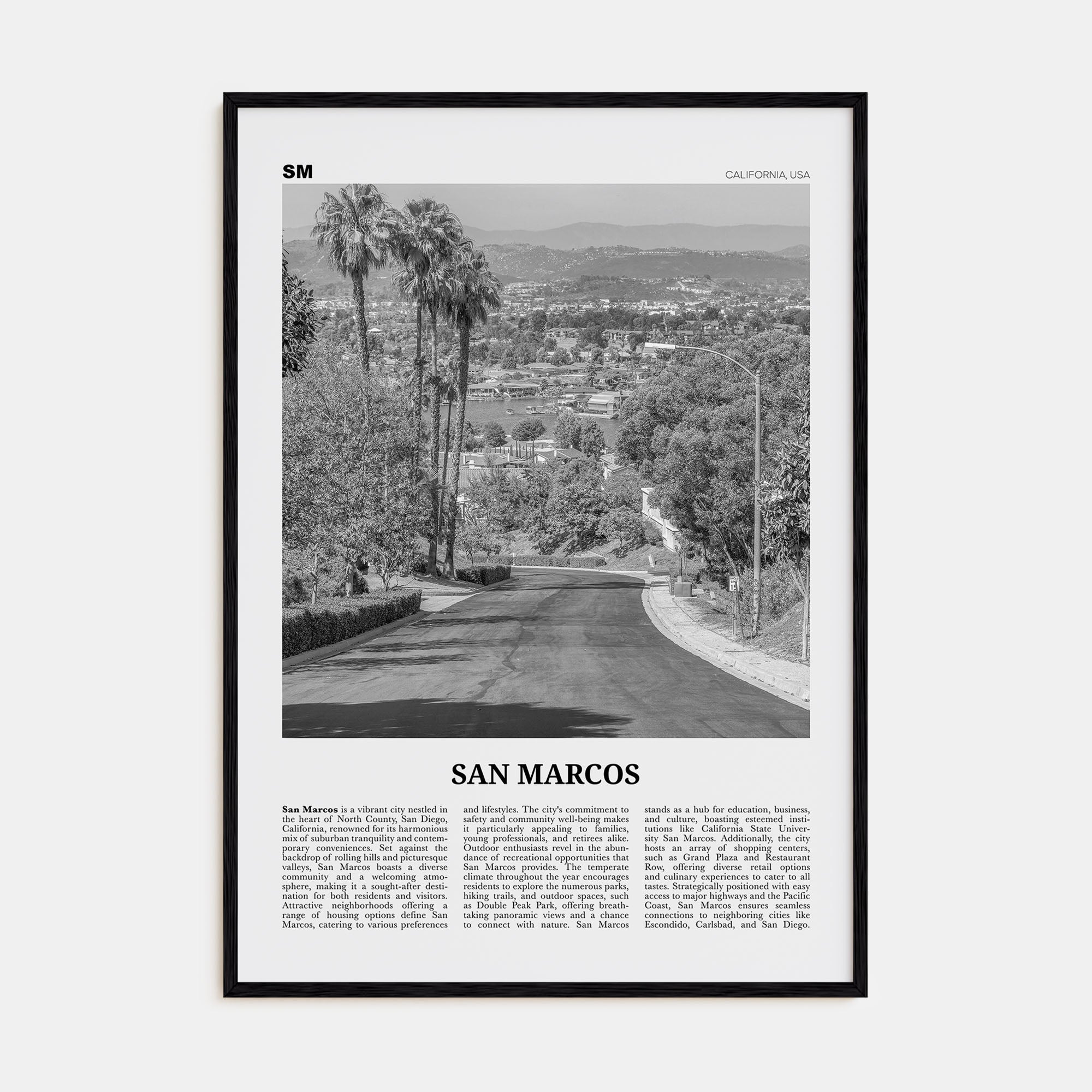 San Marcos Travel B&W No 2 Poster