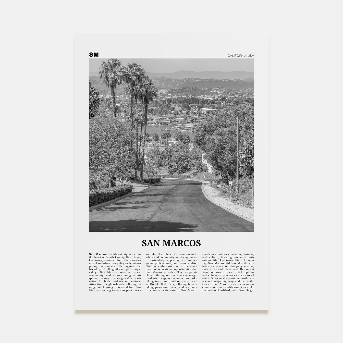 San Marcos Travel B&W No 2 Poster