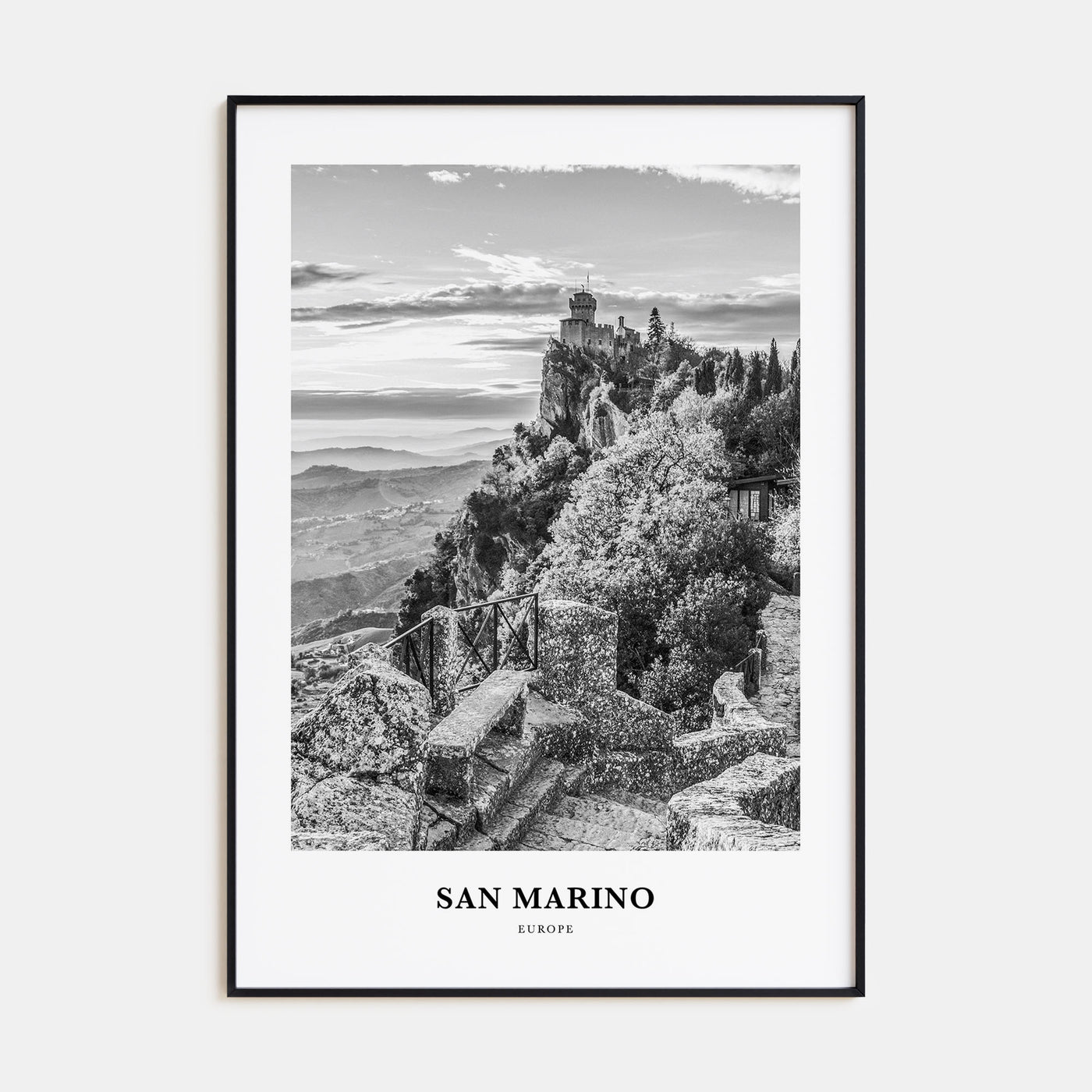 San Marino Portrait B&W Poster