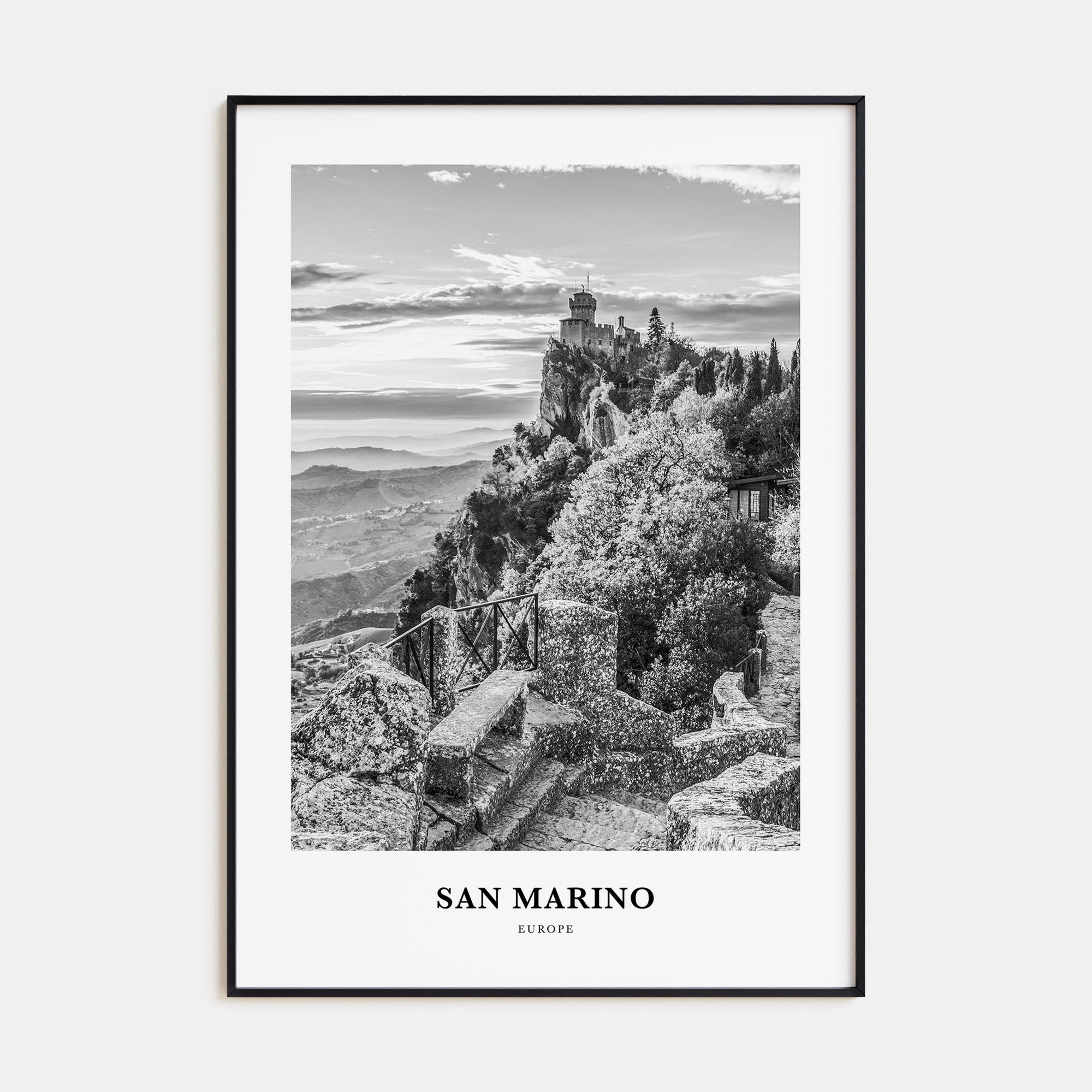 San Marino Portrait B&W Poster