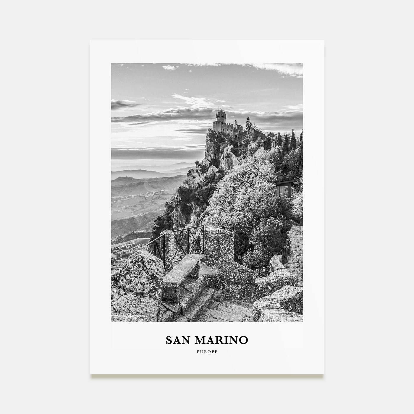 San Marino Portrait B&W Poster