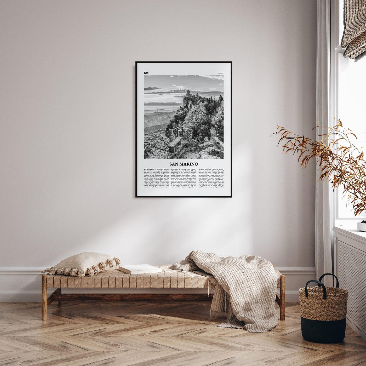 San Marino Travel B&W Poster