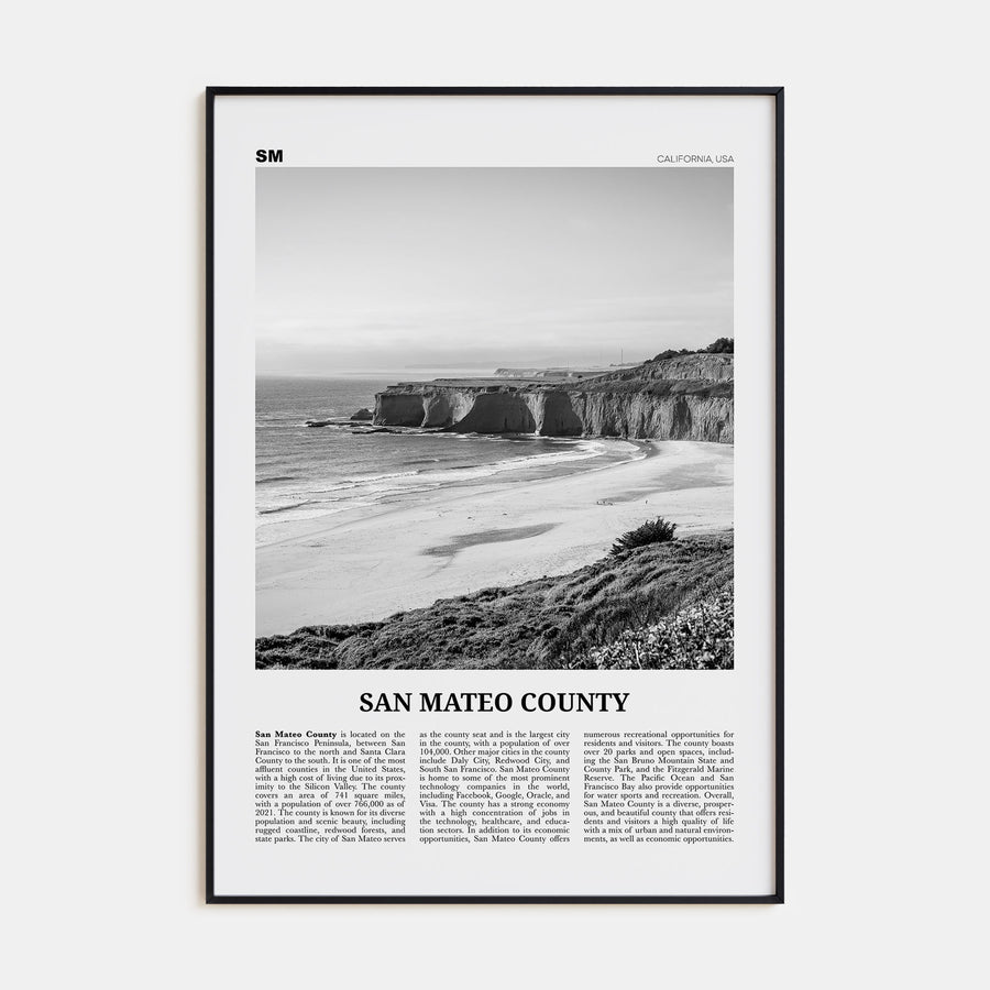 San Mateo County Travel B&W Poster
