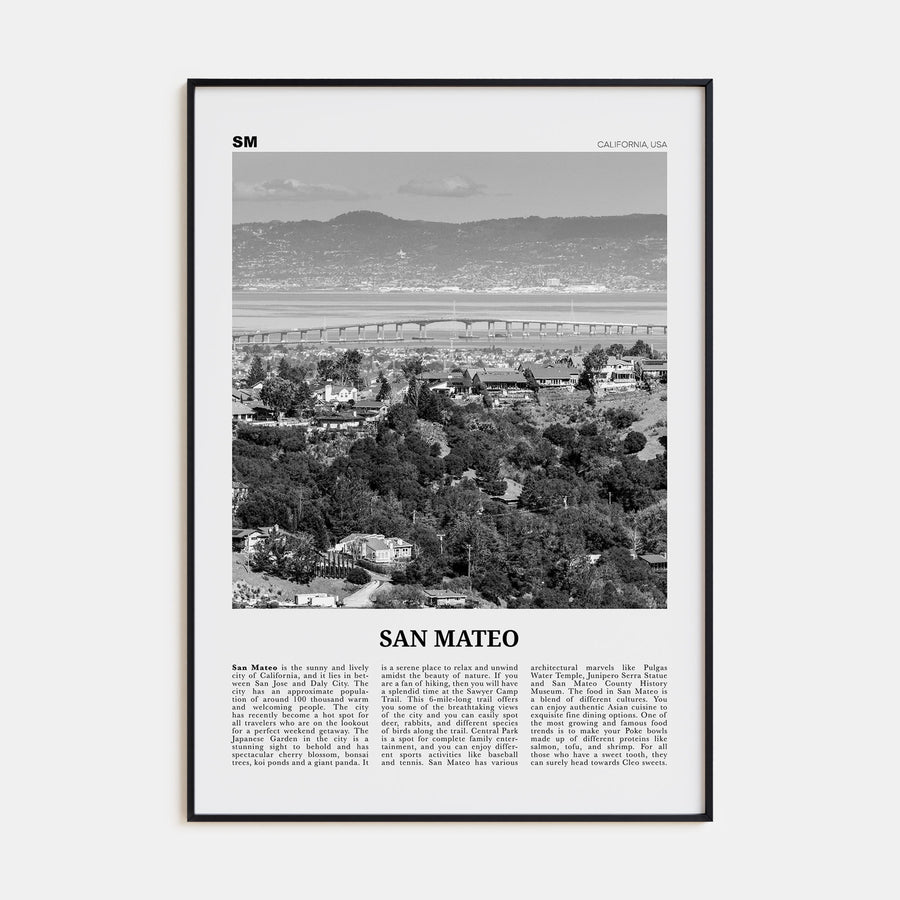 San Mateo Travel B&W Poster