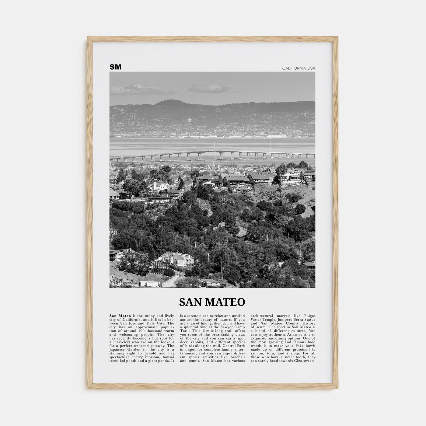 San Mateo Travel B&W Poster