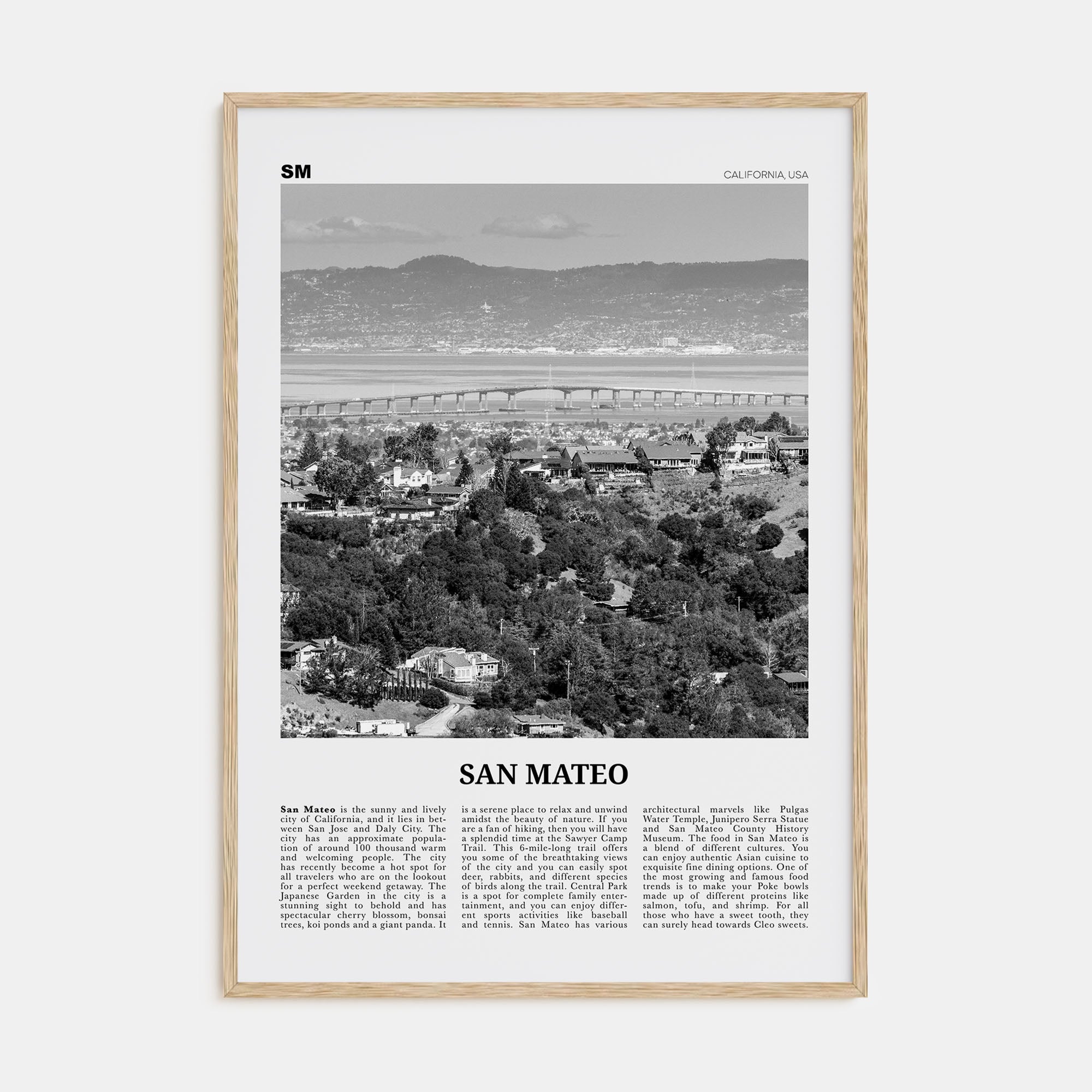 San Mateo Travel B&W Poster