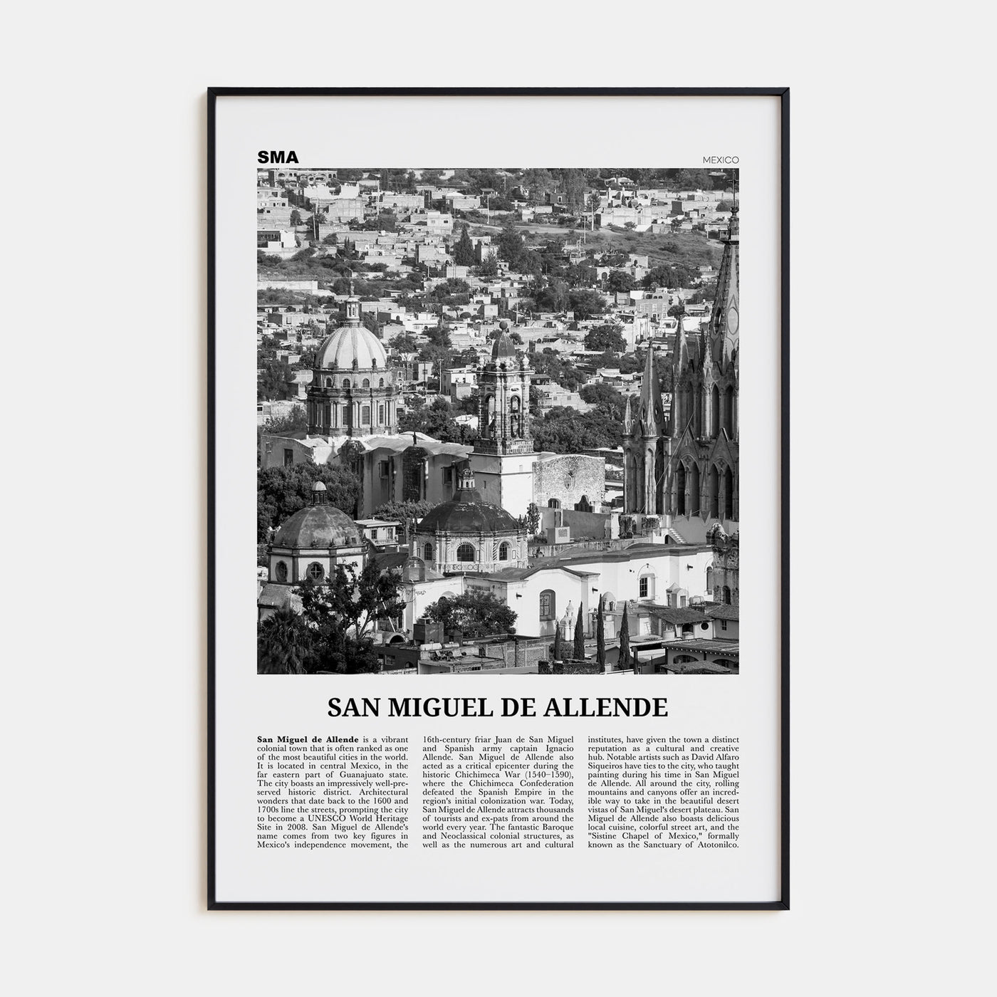 San Miguel de Allende Travel B&W Poster