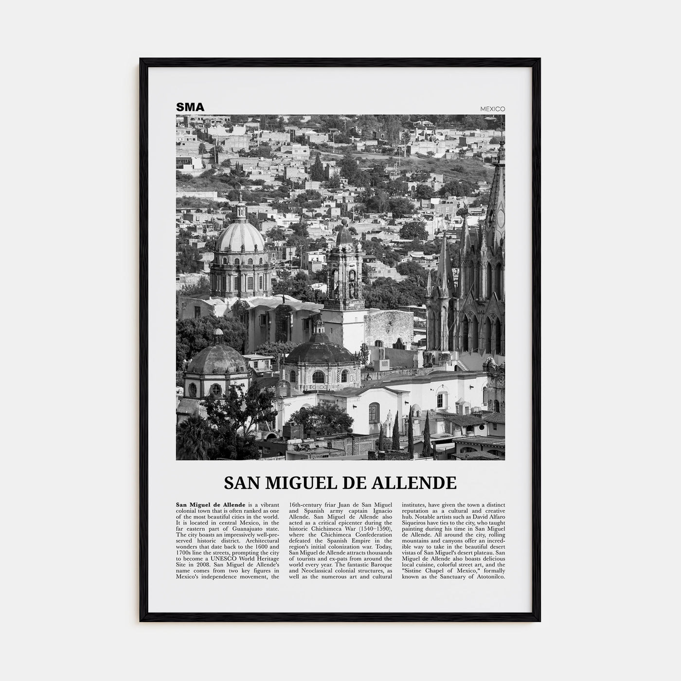 San Miguel de Allende Travel B&W Poster