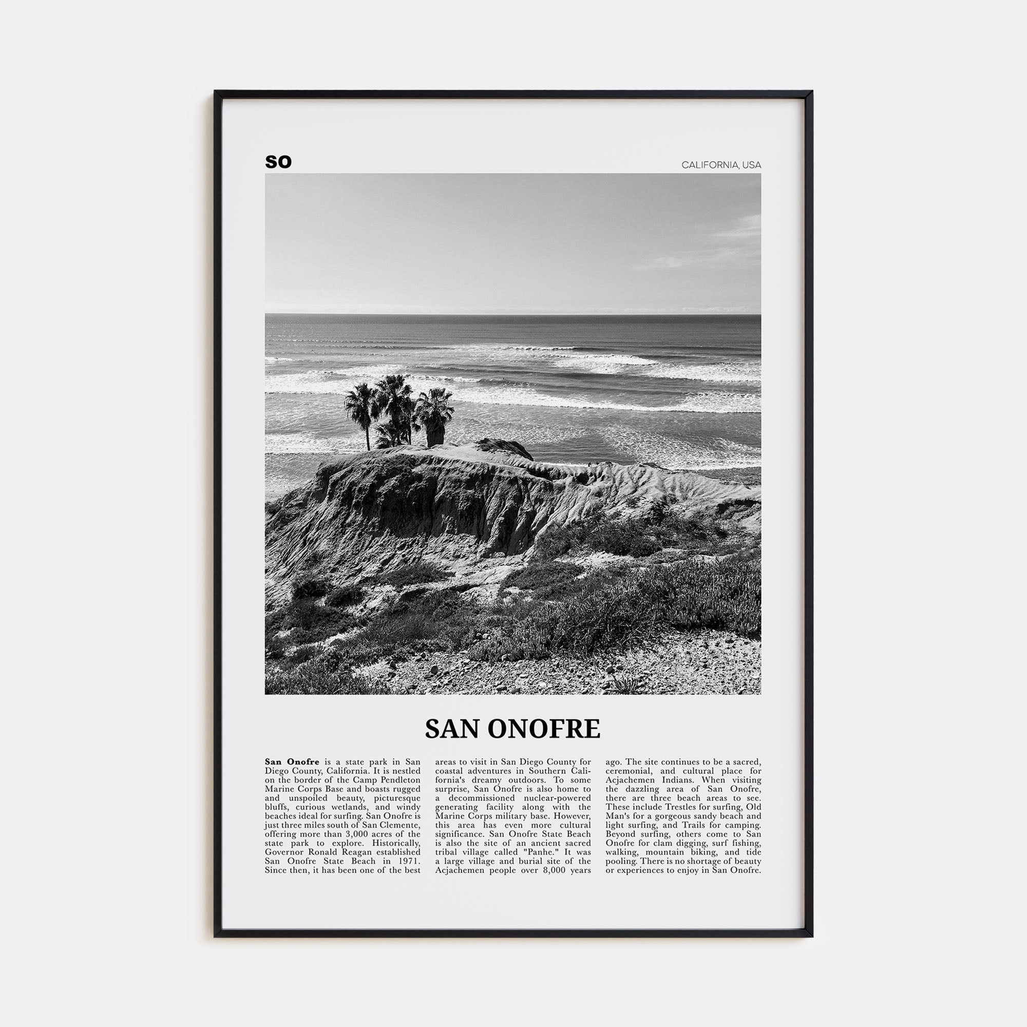 San Onofre Travel B&W Poster