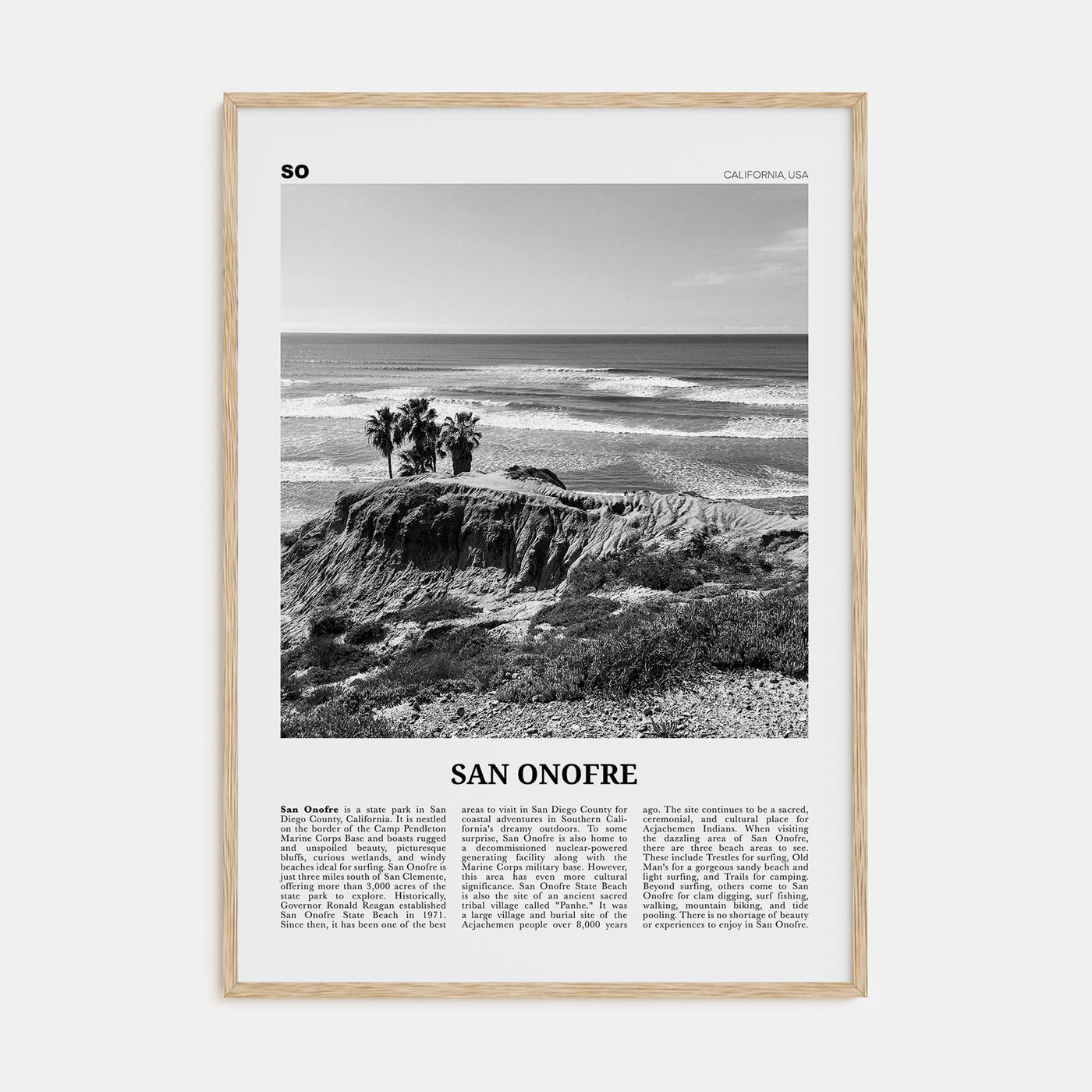 San Onofre Travel B&W Poster