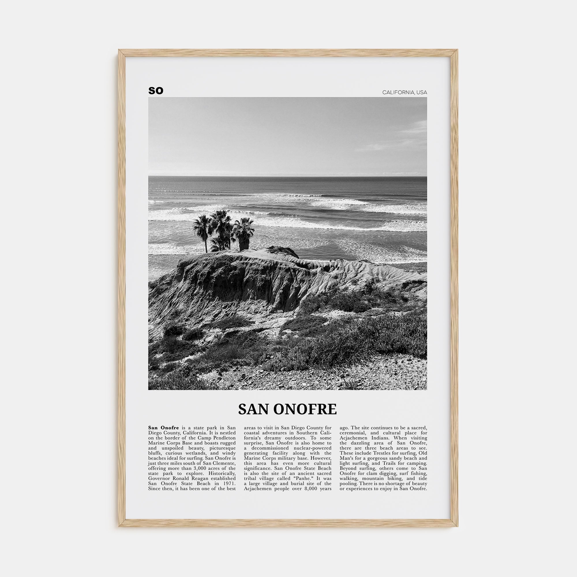 San Onofre Travel B&W Poster