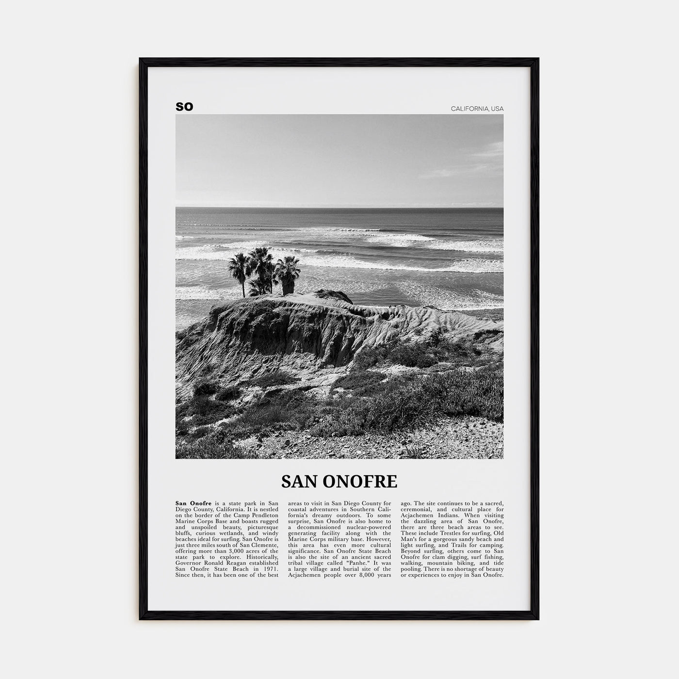 San Onofre Travel B&W Poster