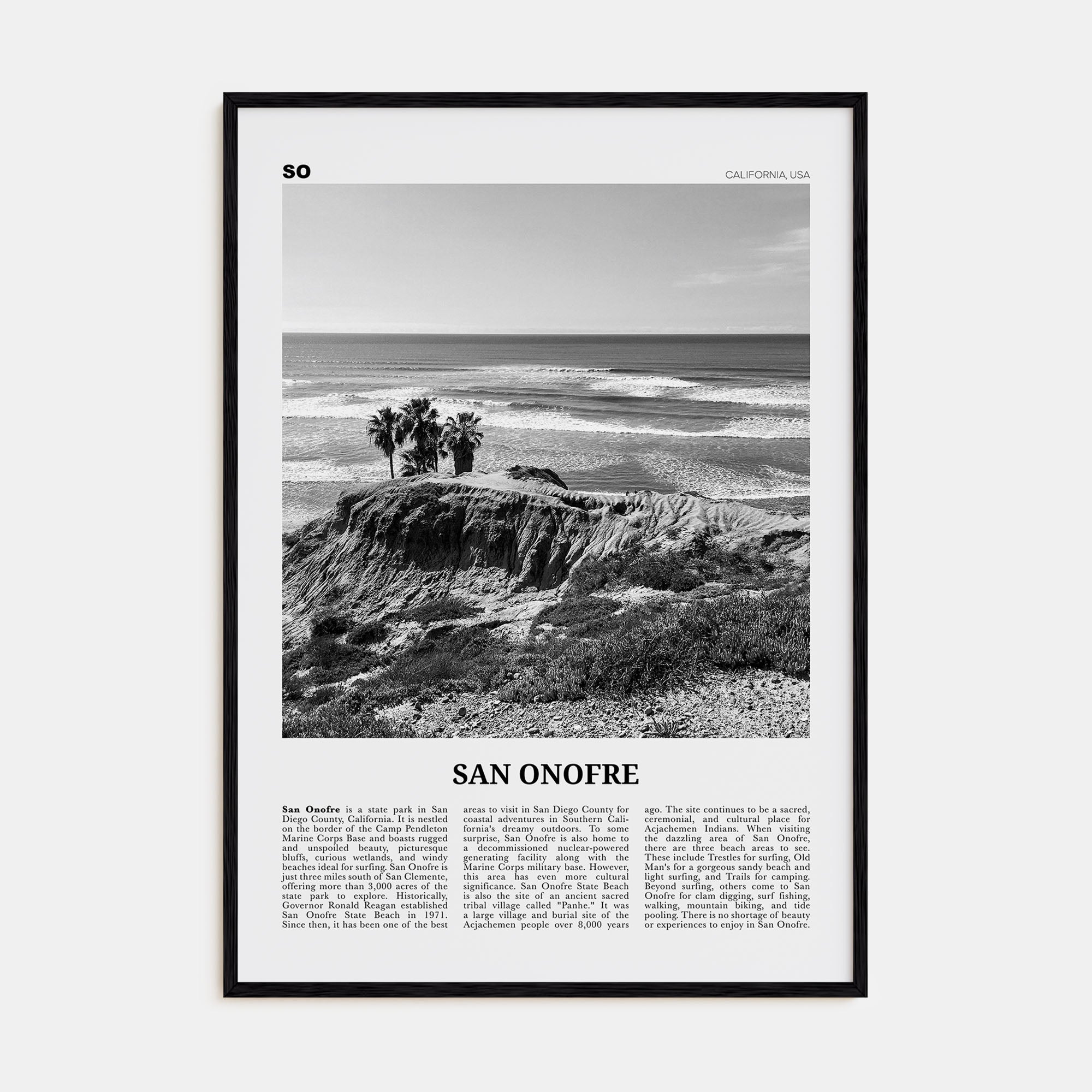 San Onofre Travel B&W Poster