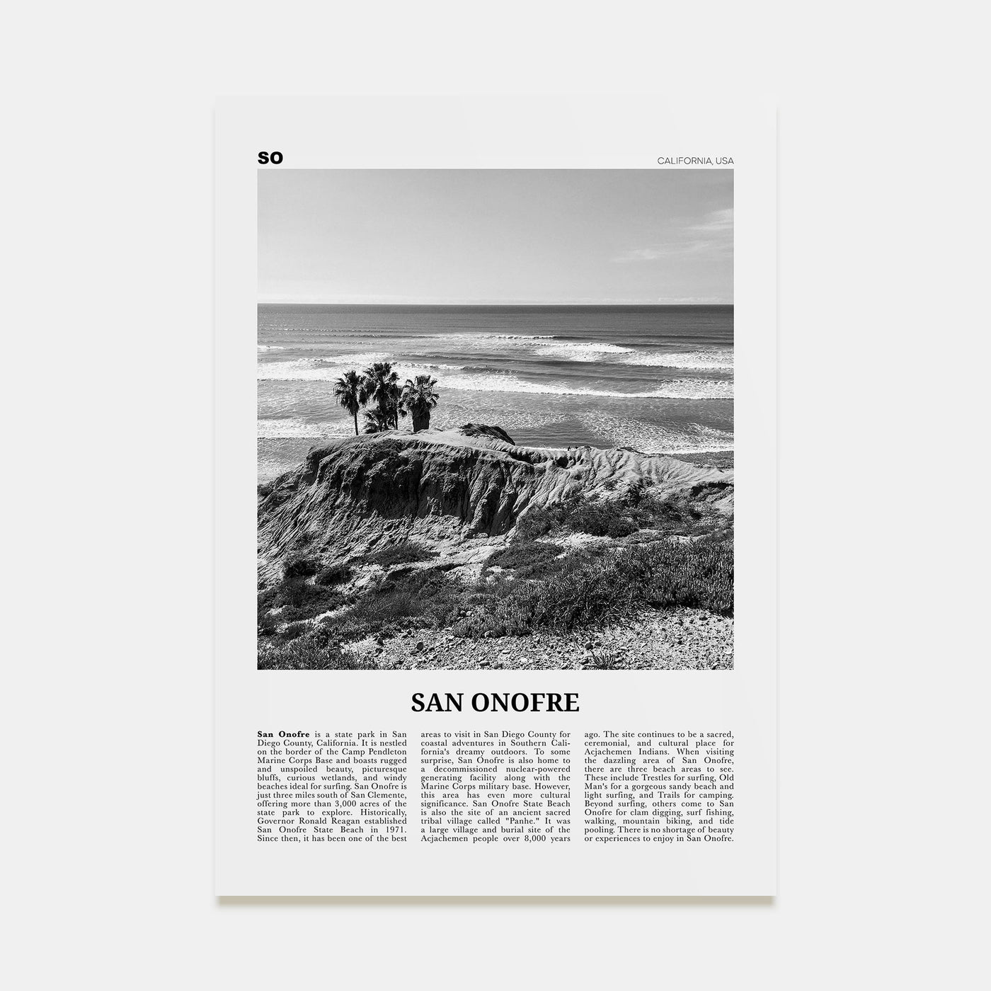 San Onofre Travel B&W Poster