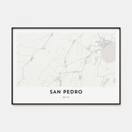 San Pedro, Belize Map Landscape Poster