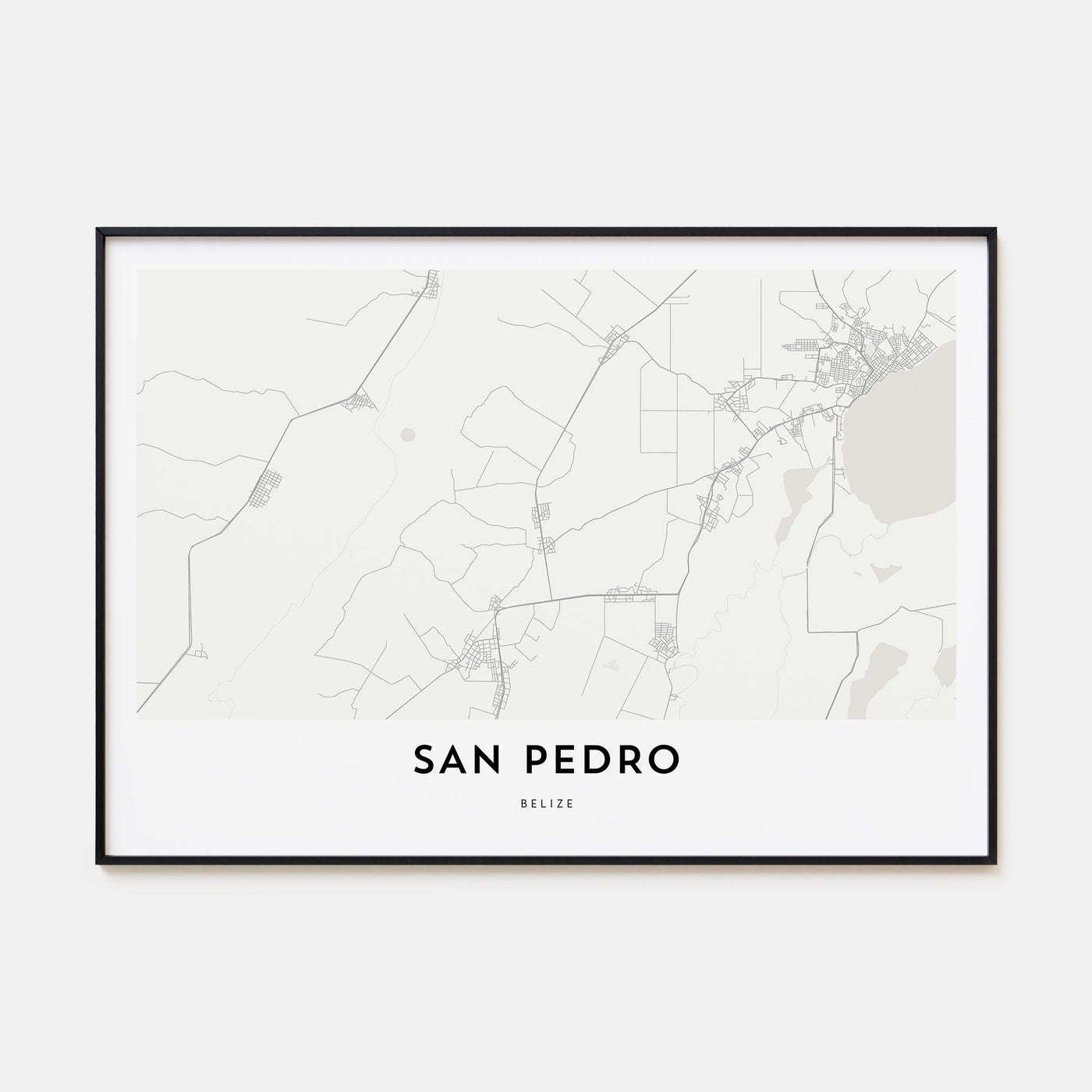 San Pedro, Belize Map Landscape Poster