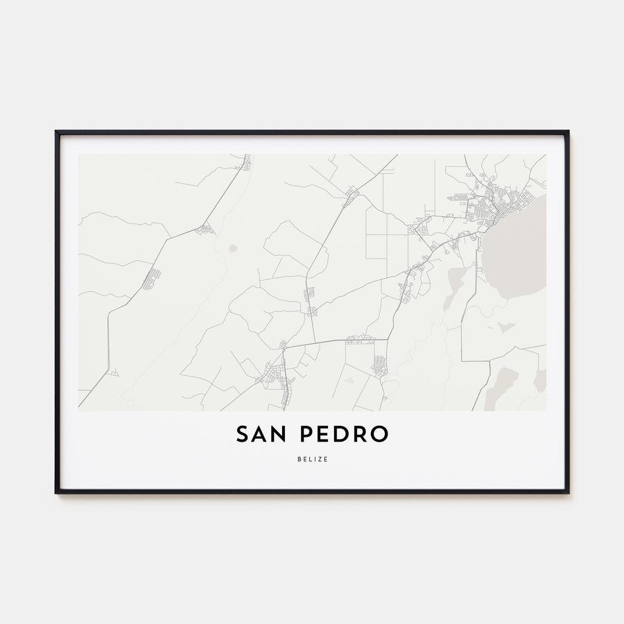 San Pedro, Belize Map Landscape Poster
