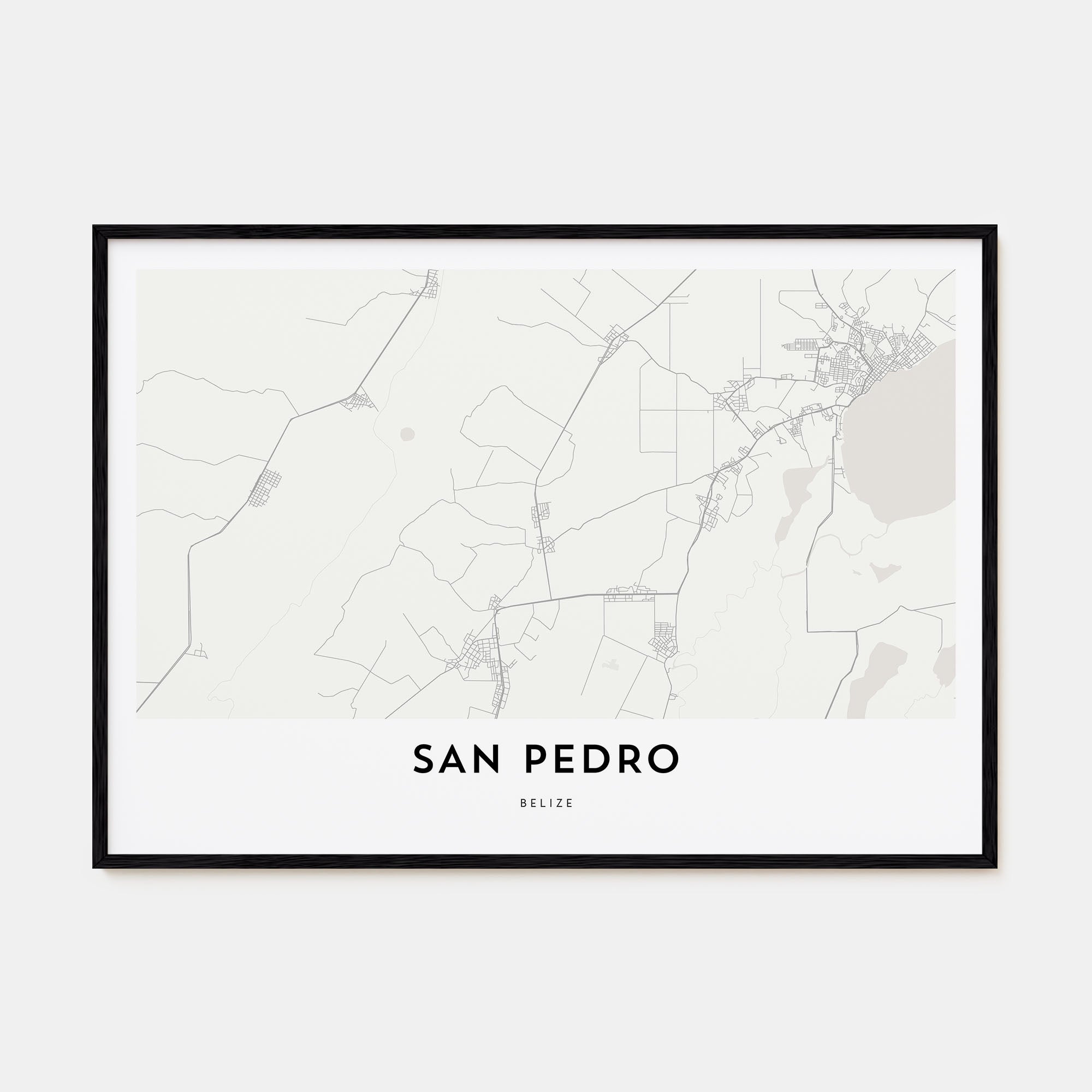San Pedro, Belize Map Landscape Poster