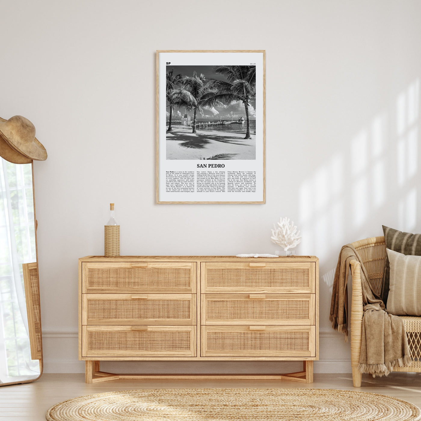 San Pedro, Belize Travel B&W Poster