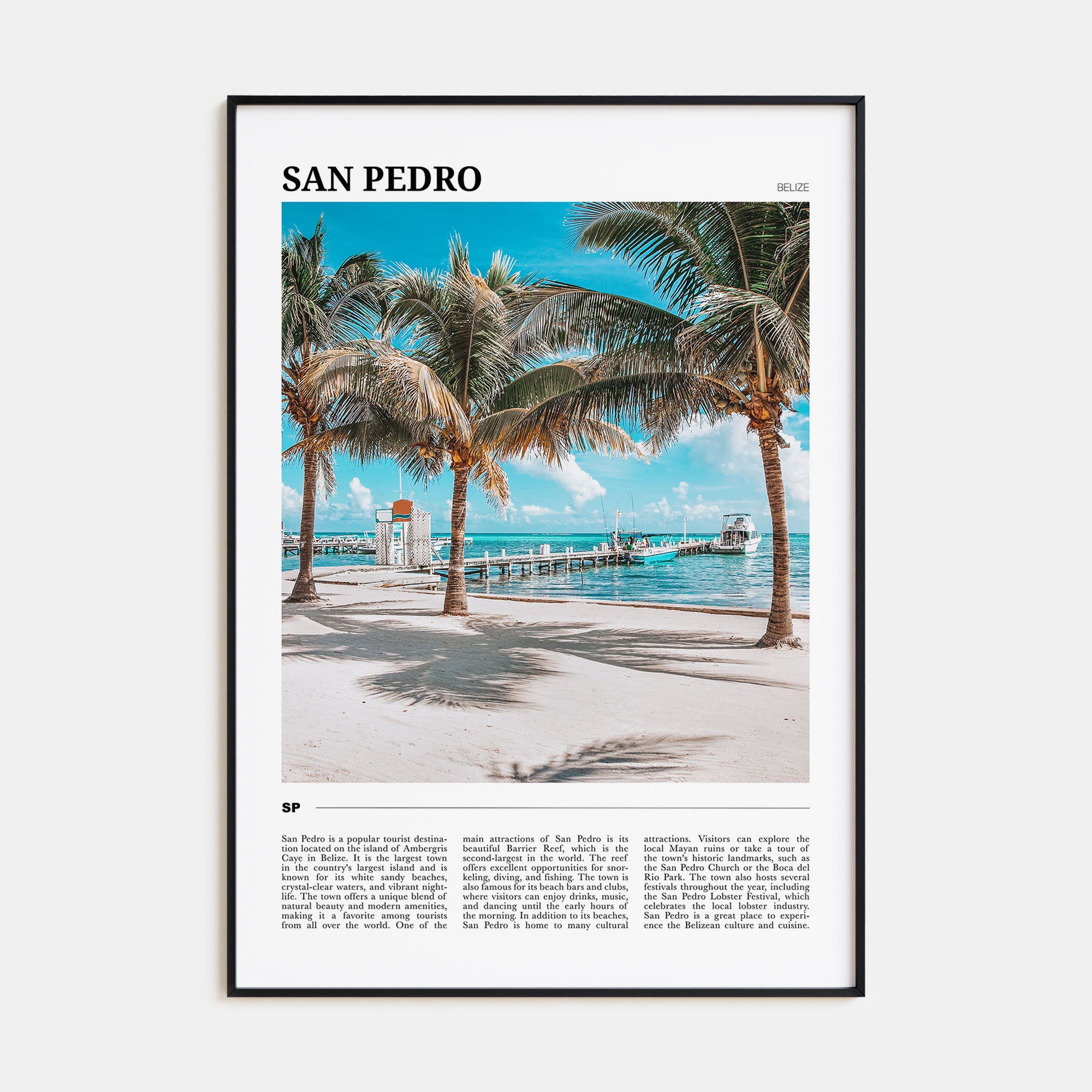 San Pedro, Belize Travel Color Poster
