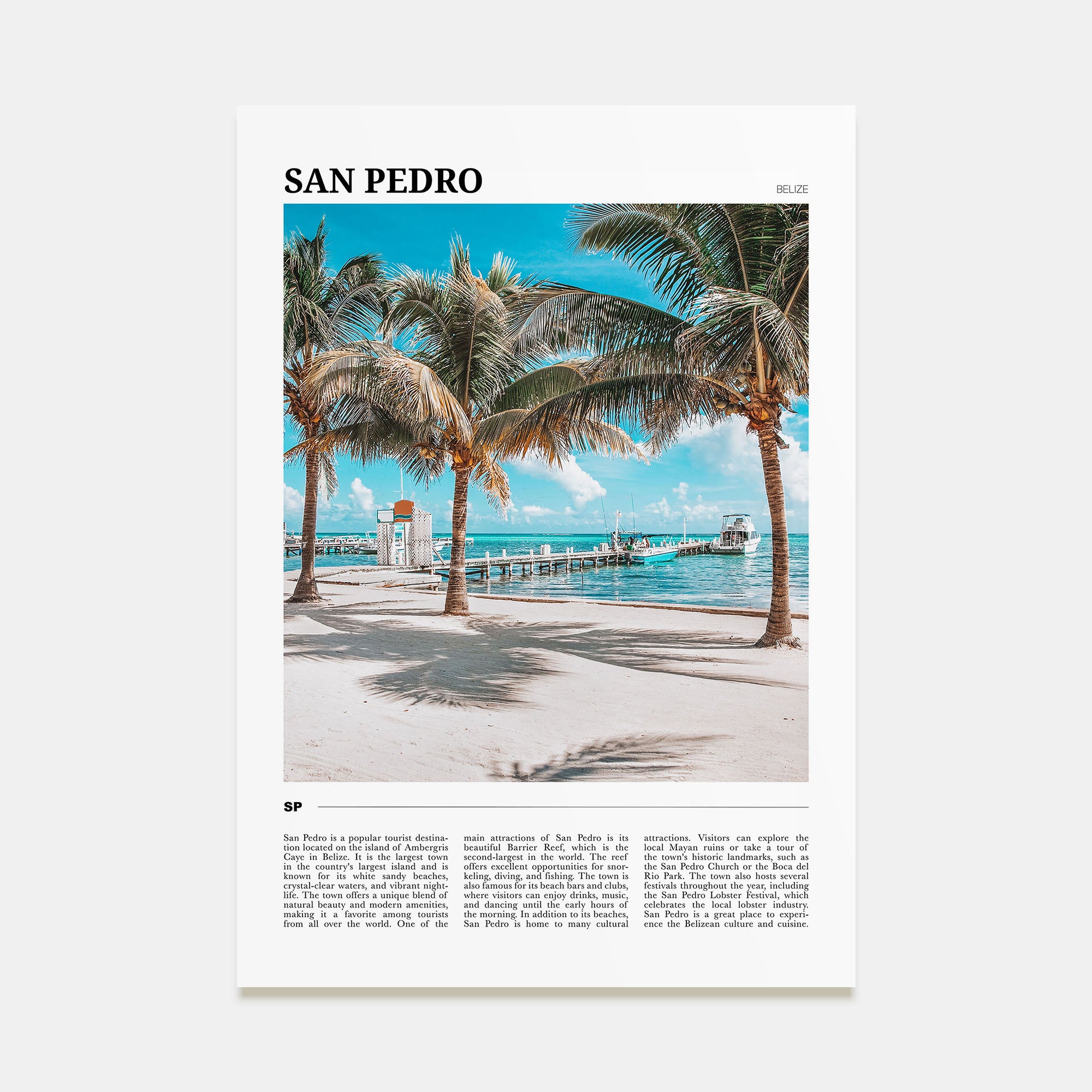 San Pedro, Belize Travel Color Poster
