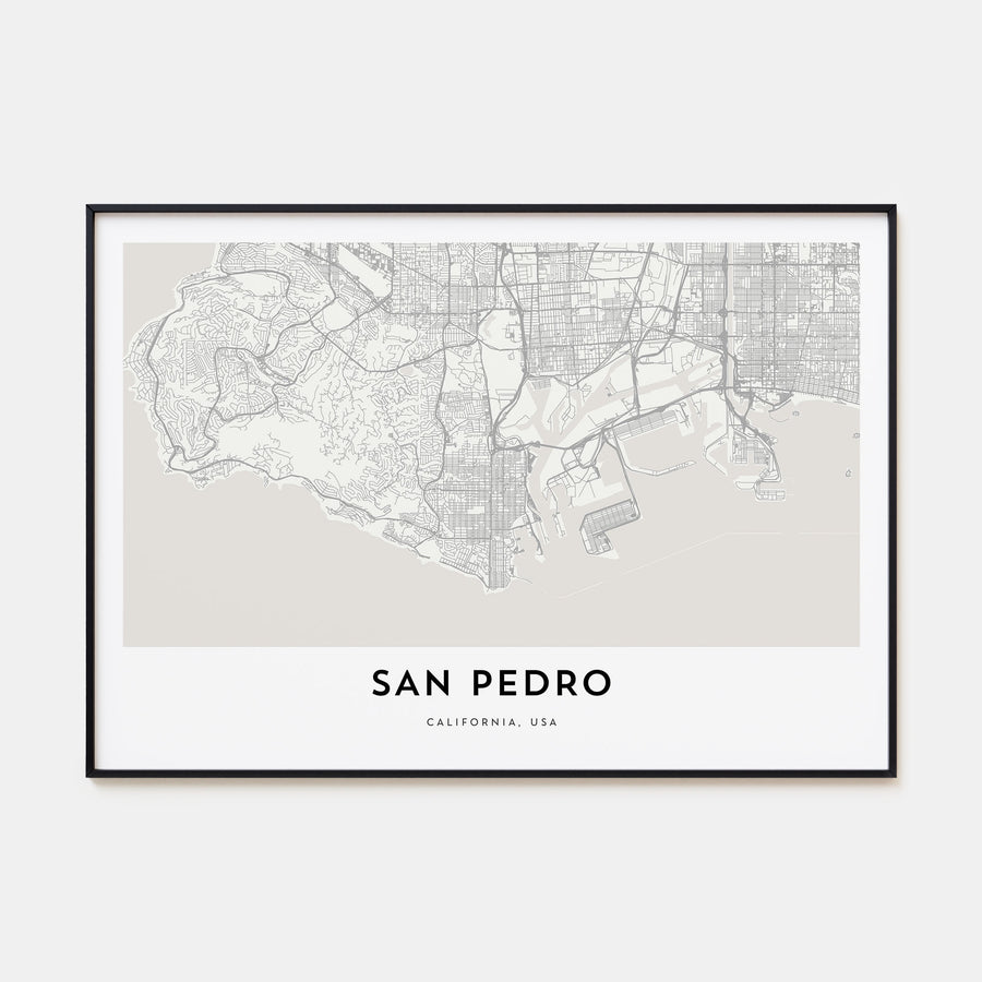 San Pedro, California Map Landscape Poster