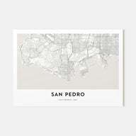 San Pedro, California Map Landscape Poster